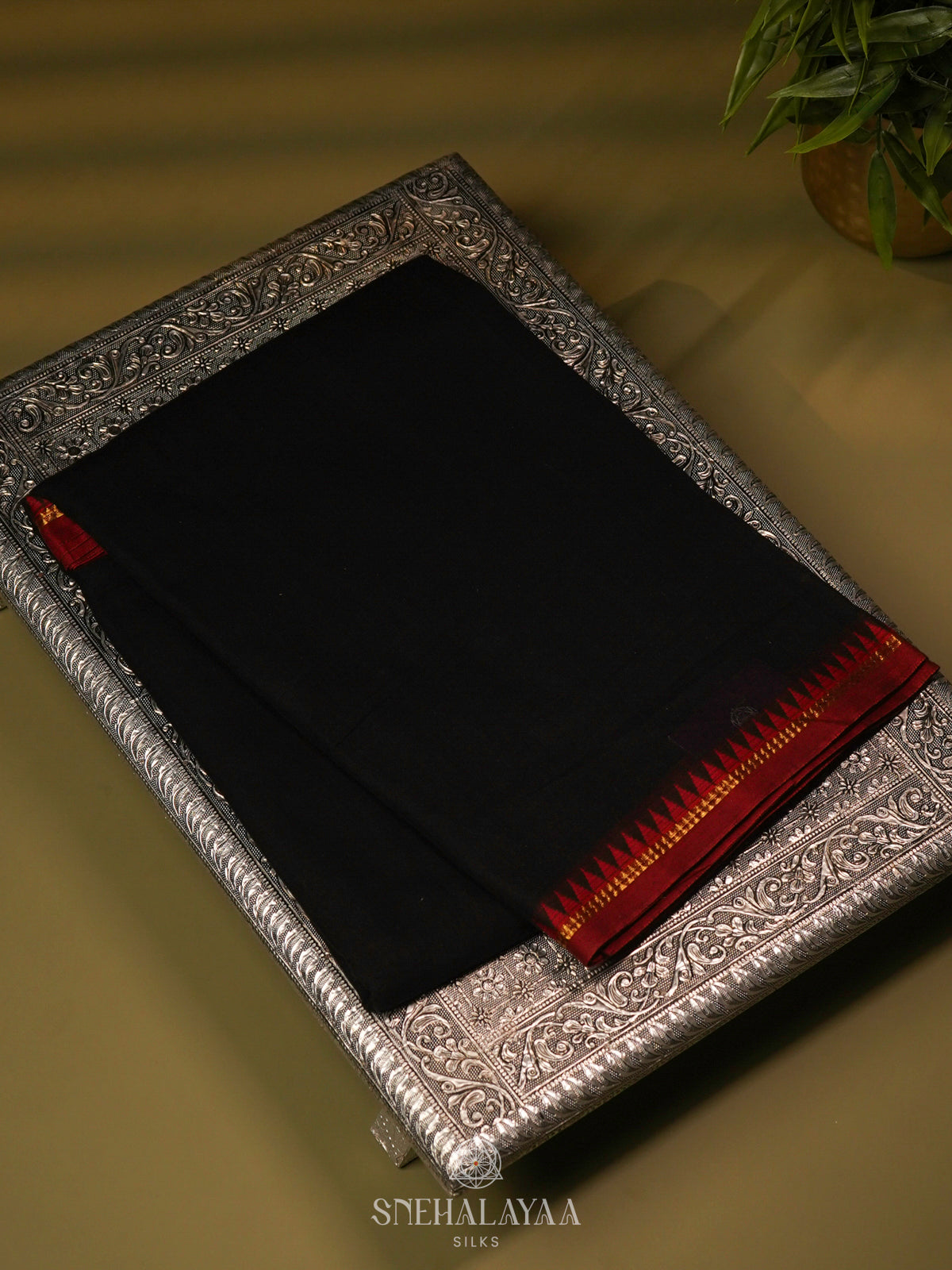 Black Narayanpet Cotton Saree without Blouse