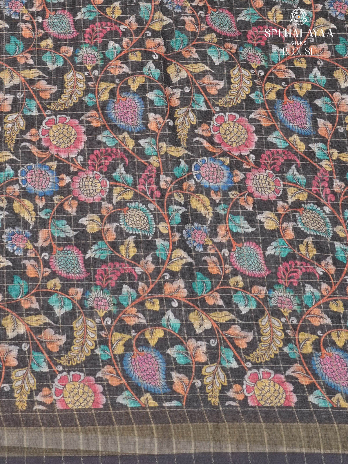 Charcol Black Linen Saree