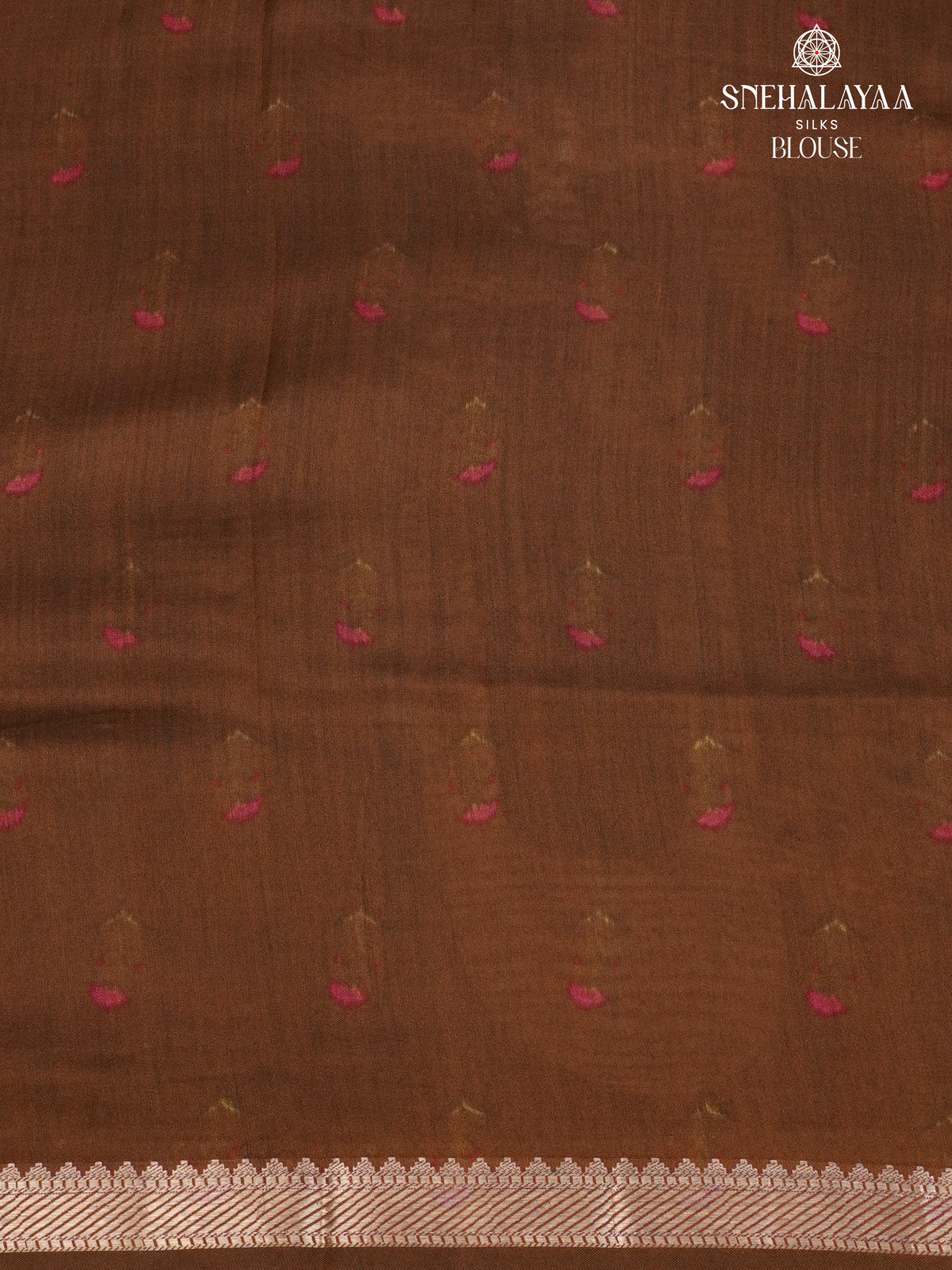 Brown Chiniya Silk Saree