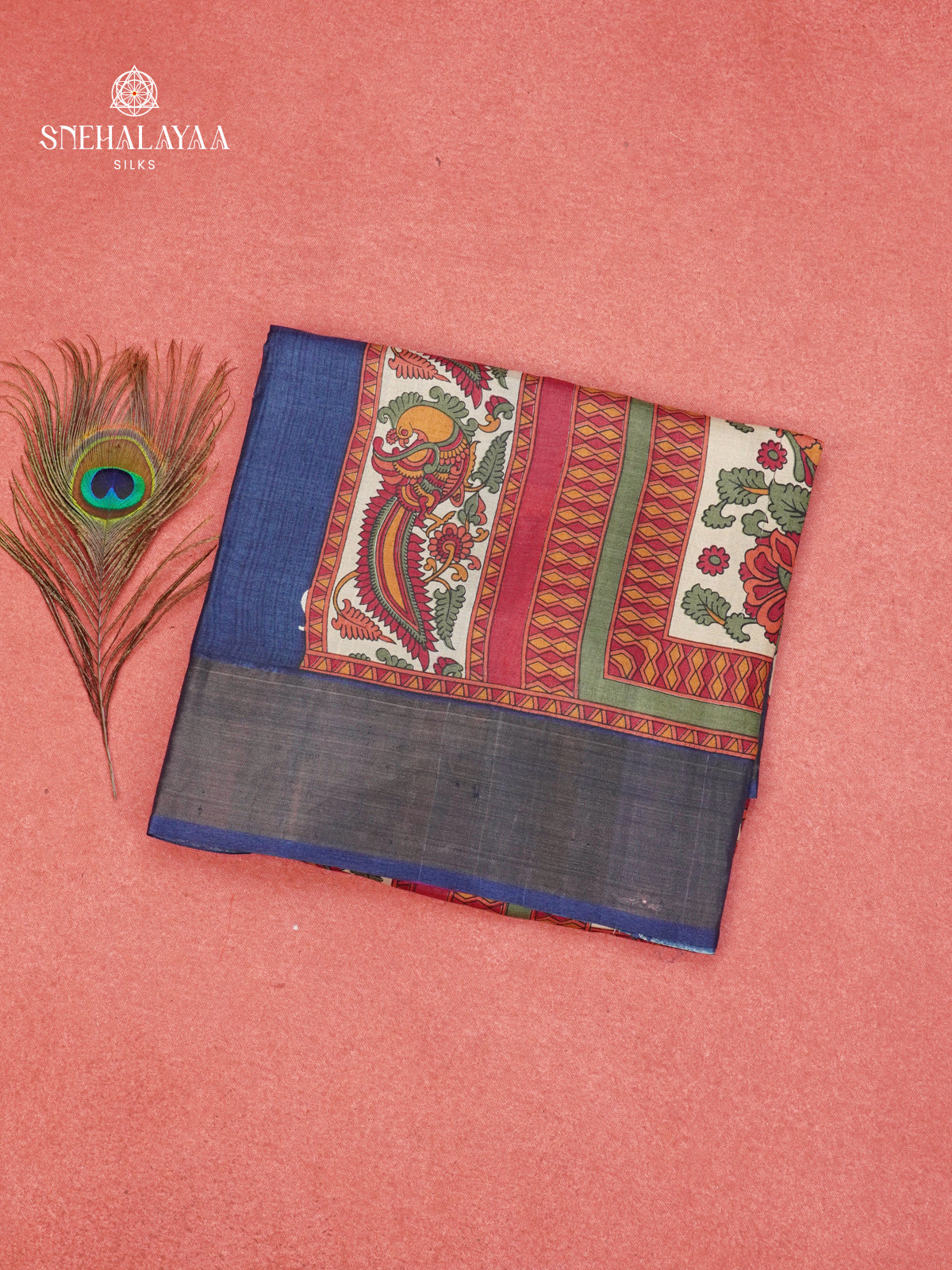 Indigo Blue Tussar Saree