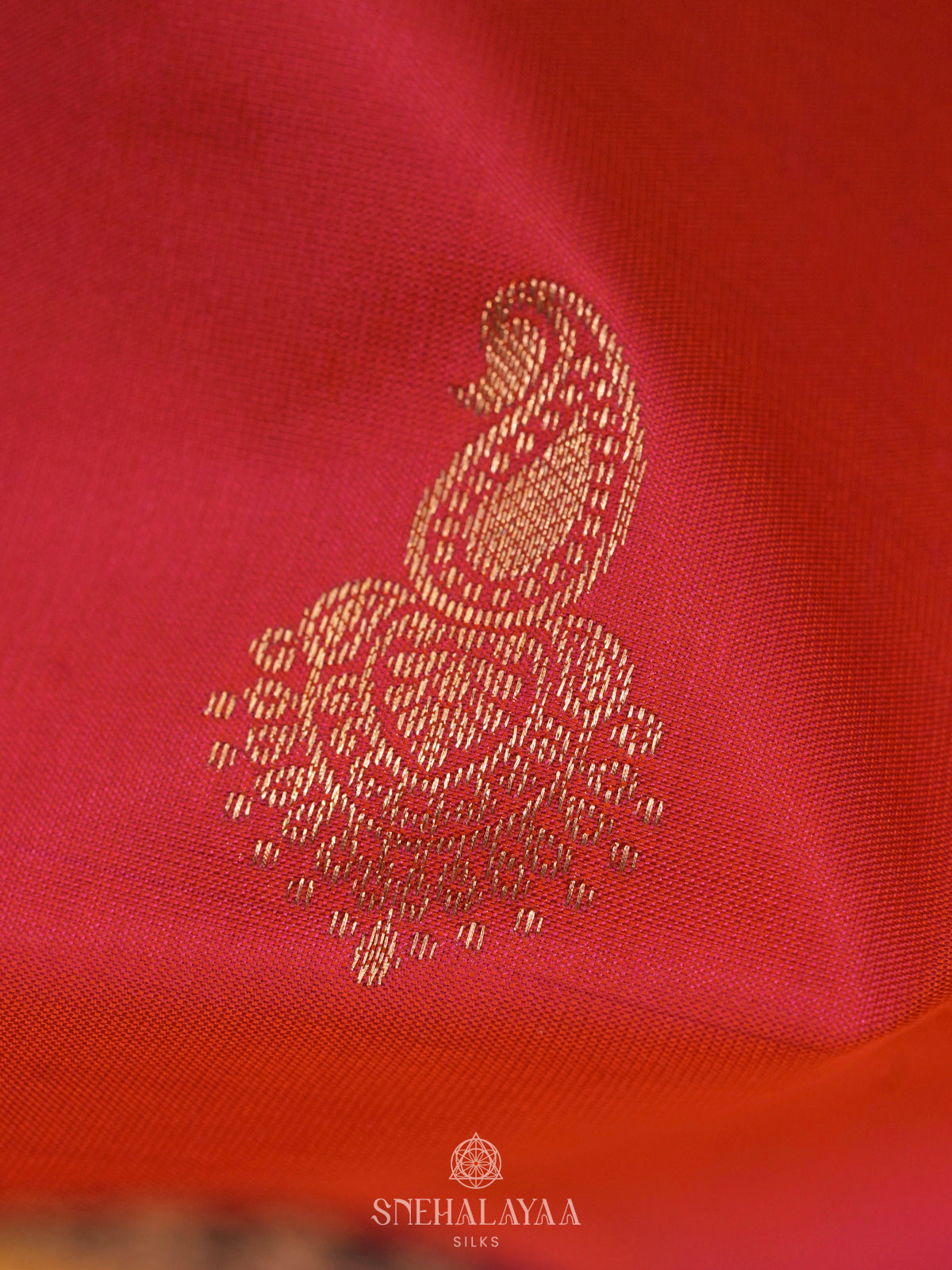 Rust Orange Kanjivaram Silk Saree