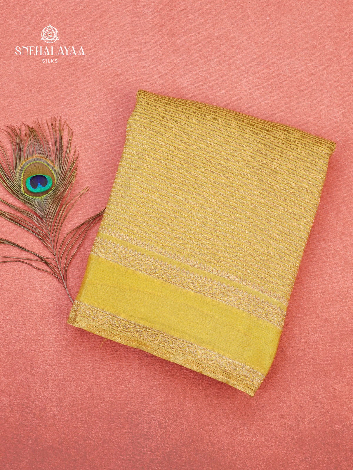 Lemon Yellow Banaras Crepe Silk Saree