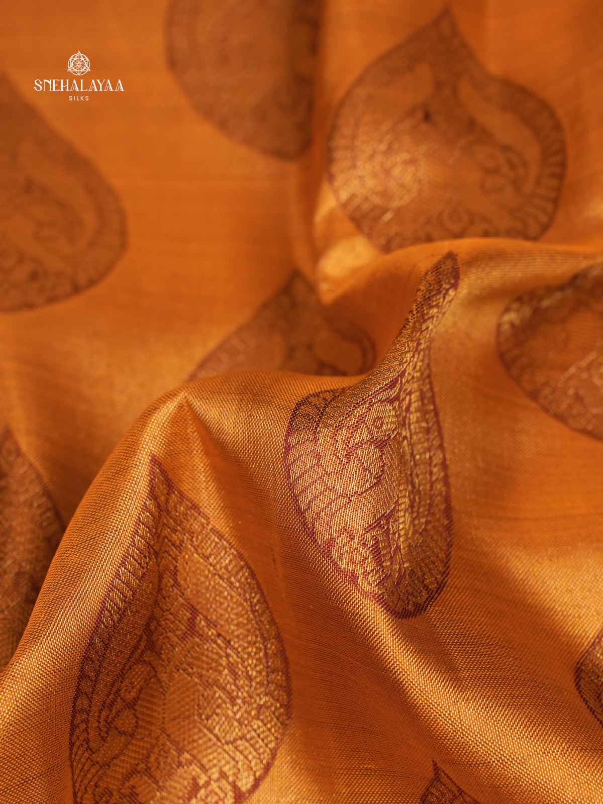 Mustard Orange Kanjivaram silk saree