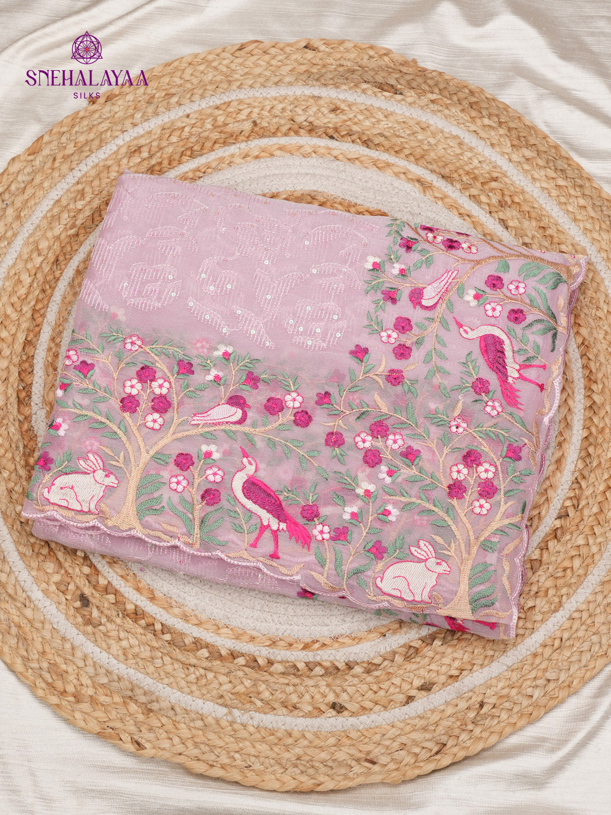 Lilac Embroidery Designer Saree