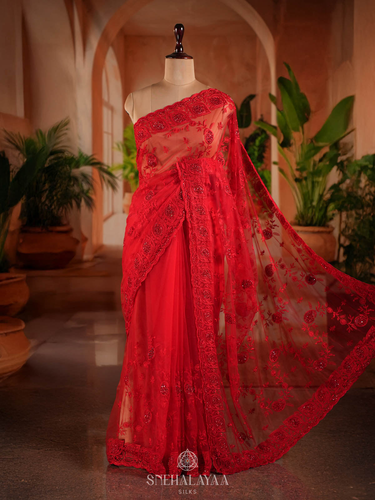 Red Designer Saree