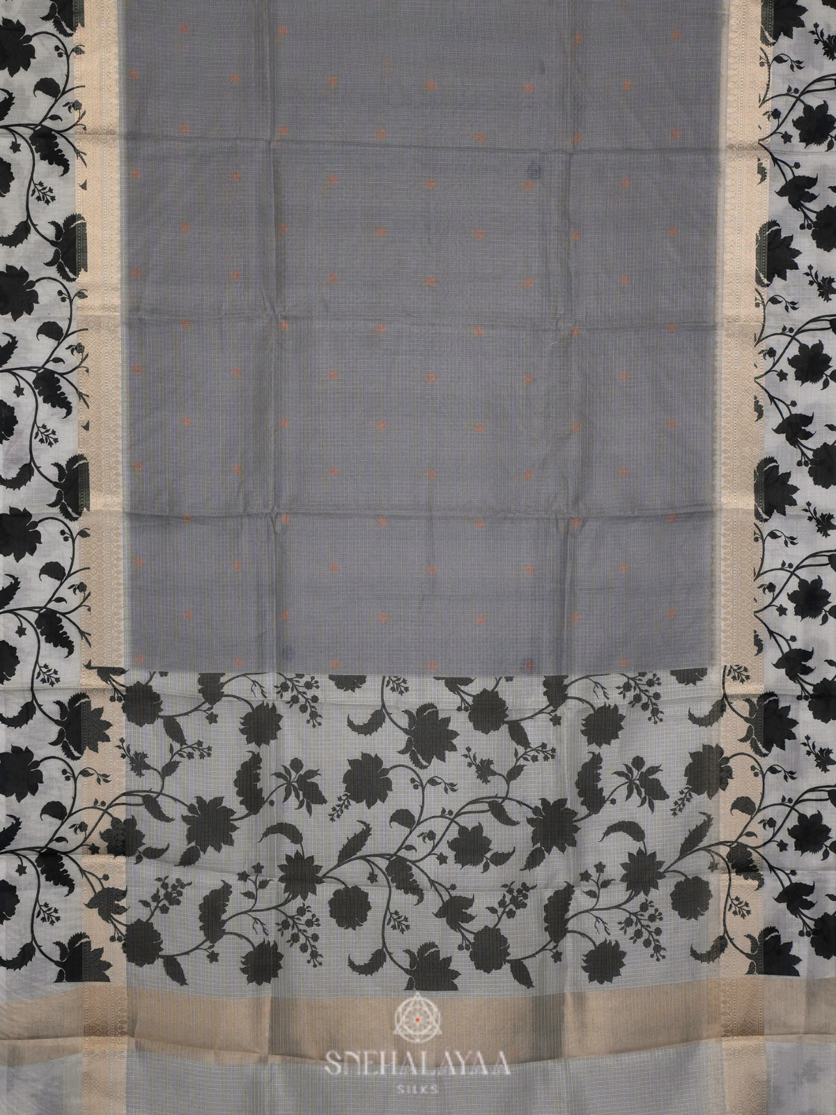 Grey Printed Kota Saree