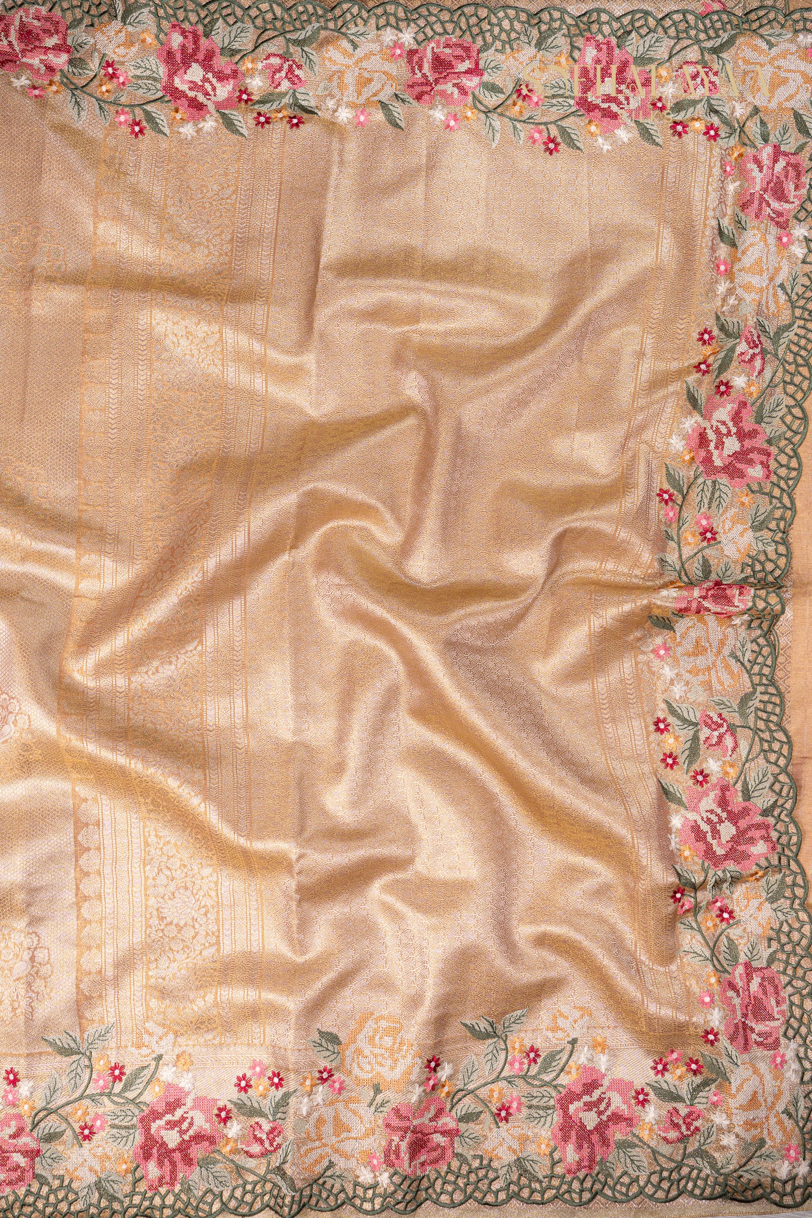 Beige Banaras Tissue Saree