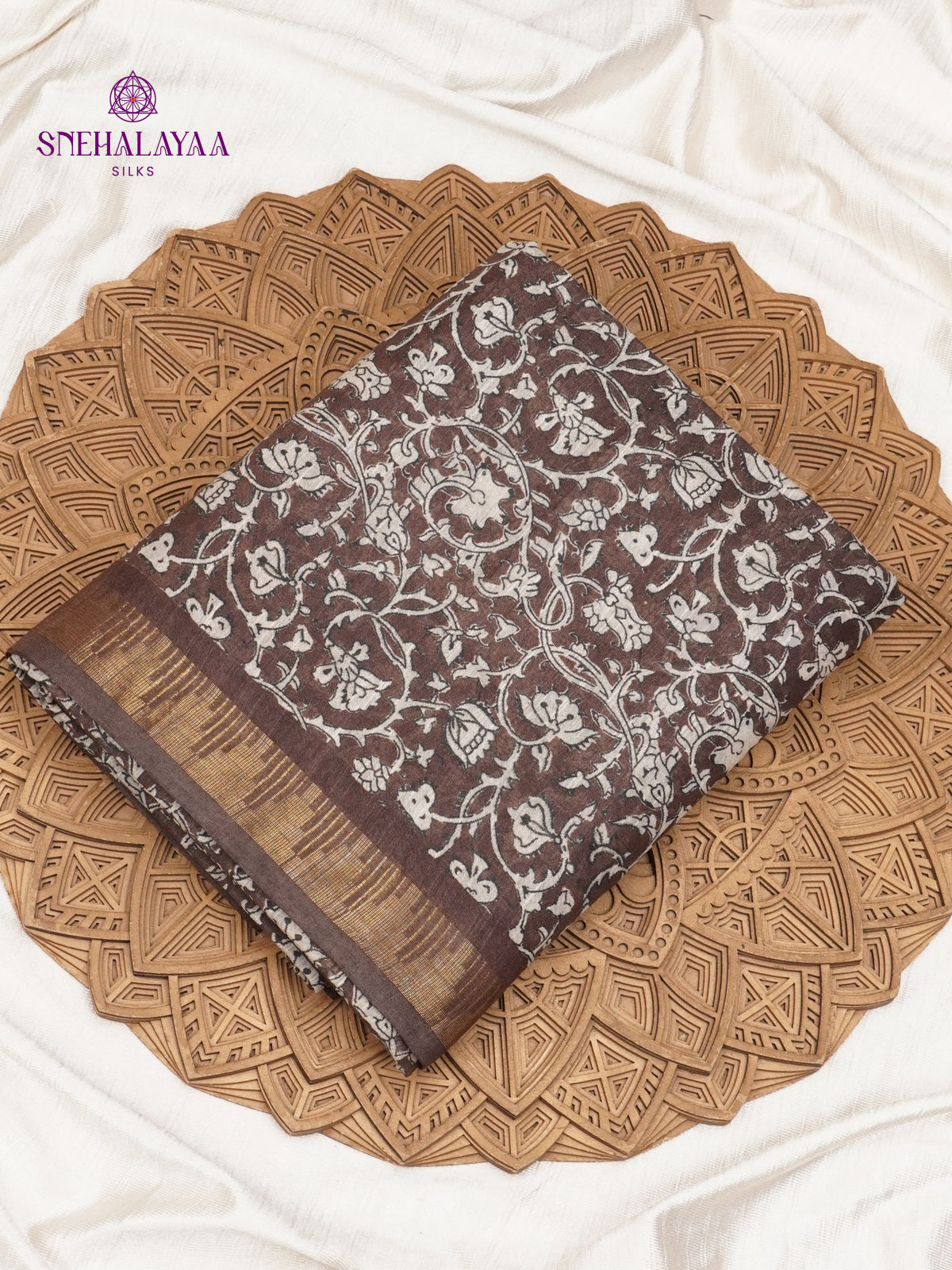Brown Bamboo Silk Saree