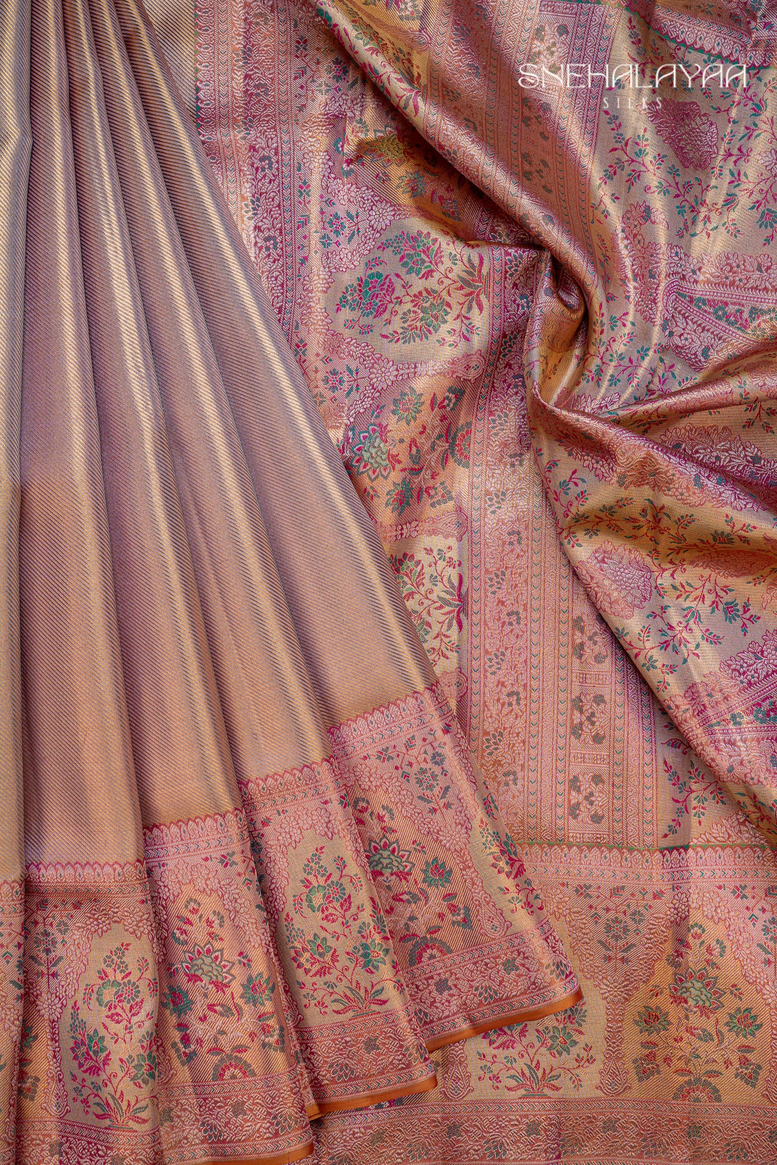 Silver Kancheevaram Tissue Silk Saree