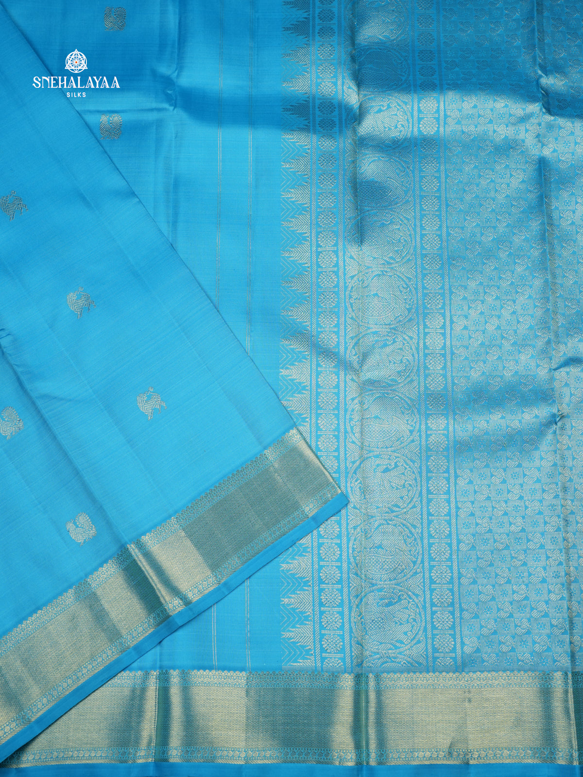 Sky Blue Kanjivaram Silk Saree