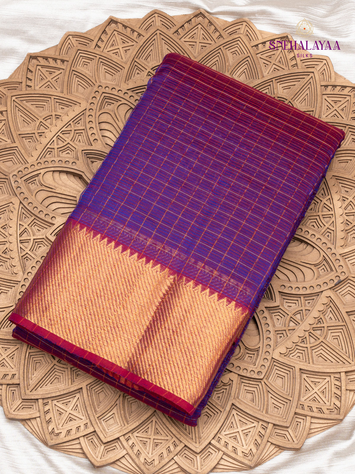 Navy Blue Mangalagiri Silk Cotton Saree