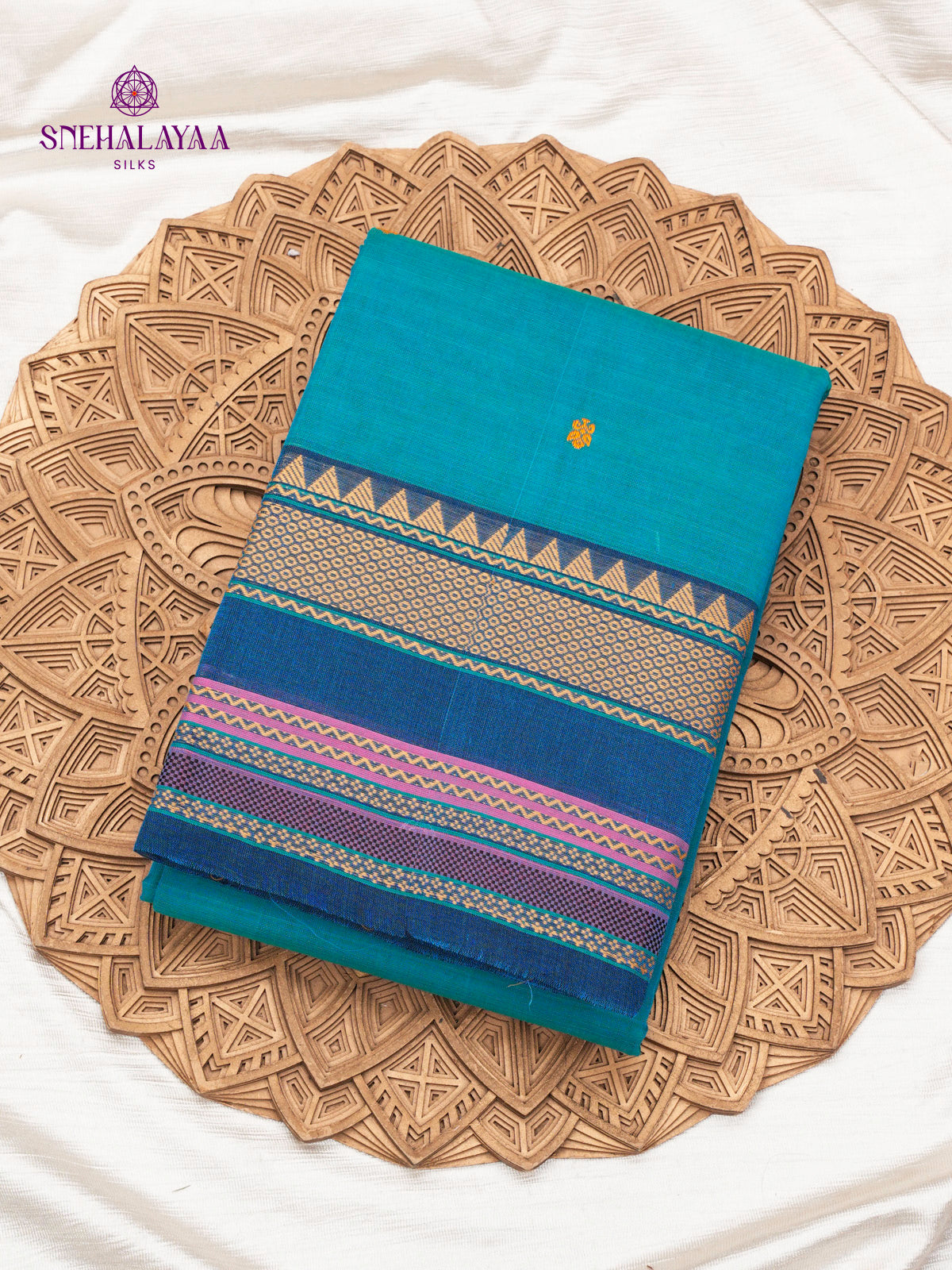Teal Blue Chettinad Cotton Saree