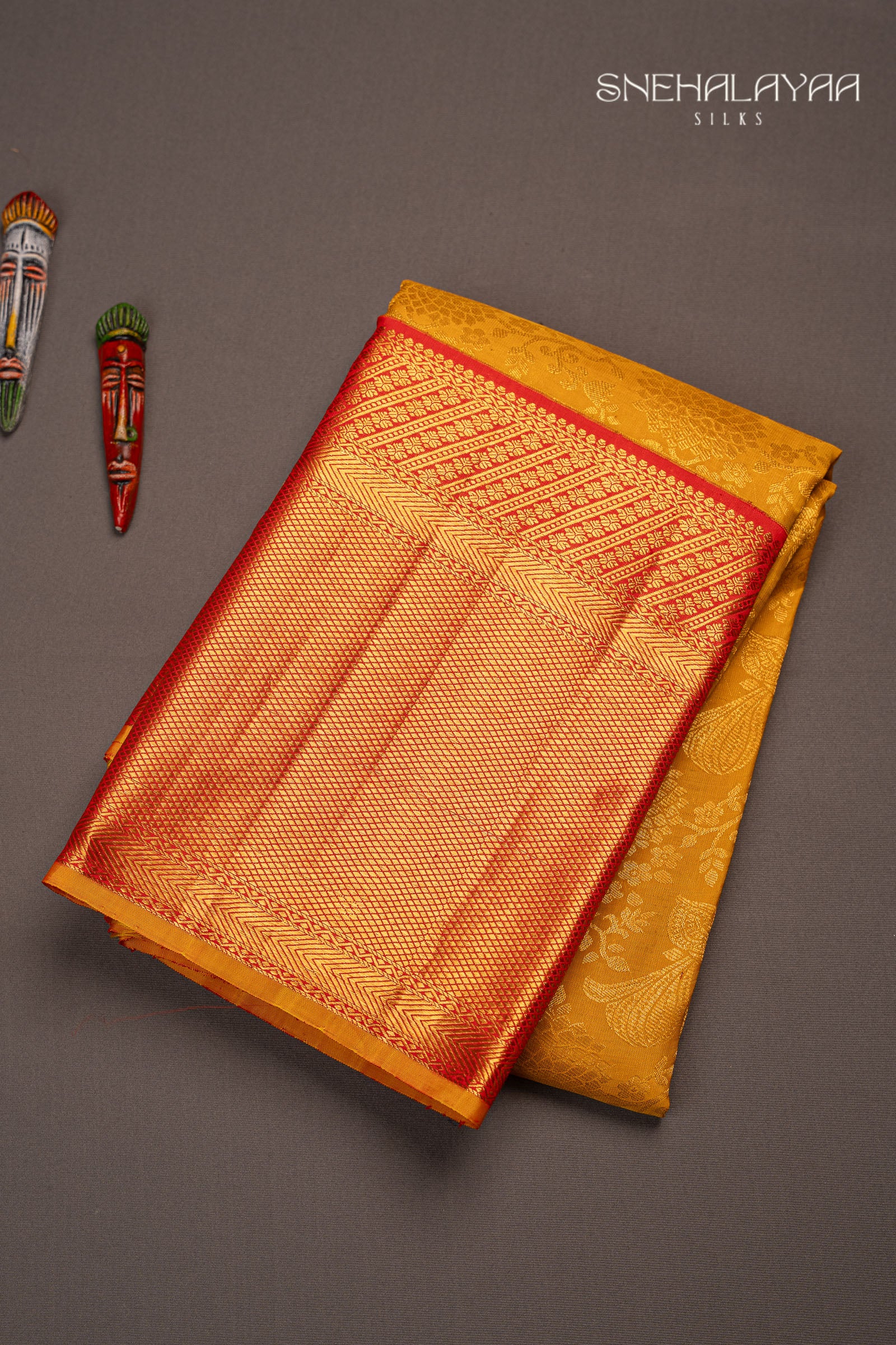 Mustard Yellow Kancheevaram Silk Saree