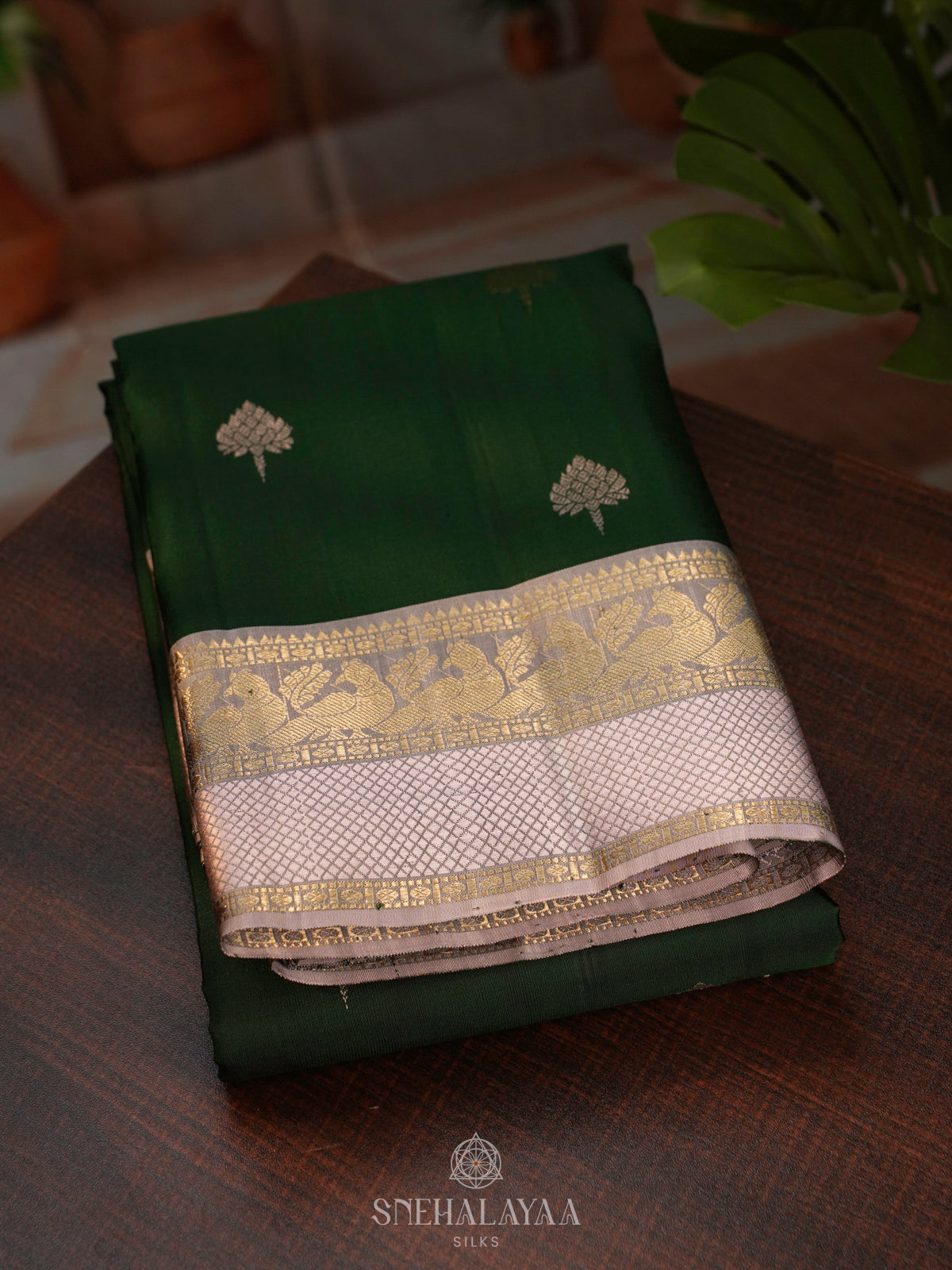 Forest Green Kanjivaram Silk Saree