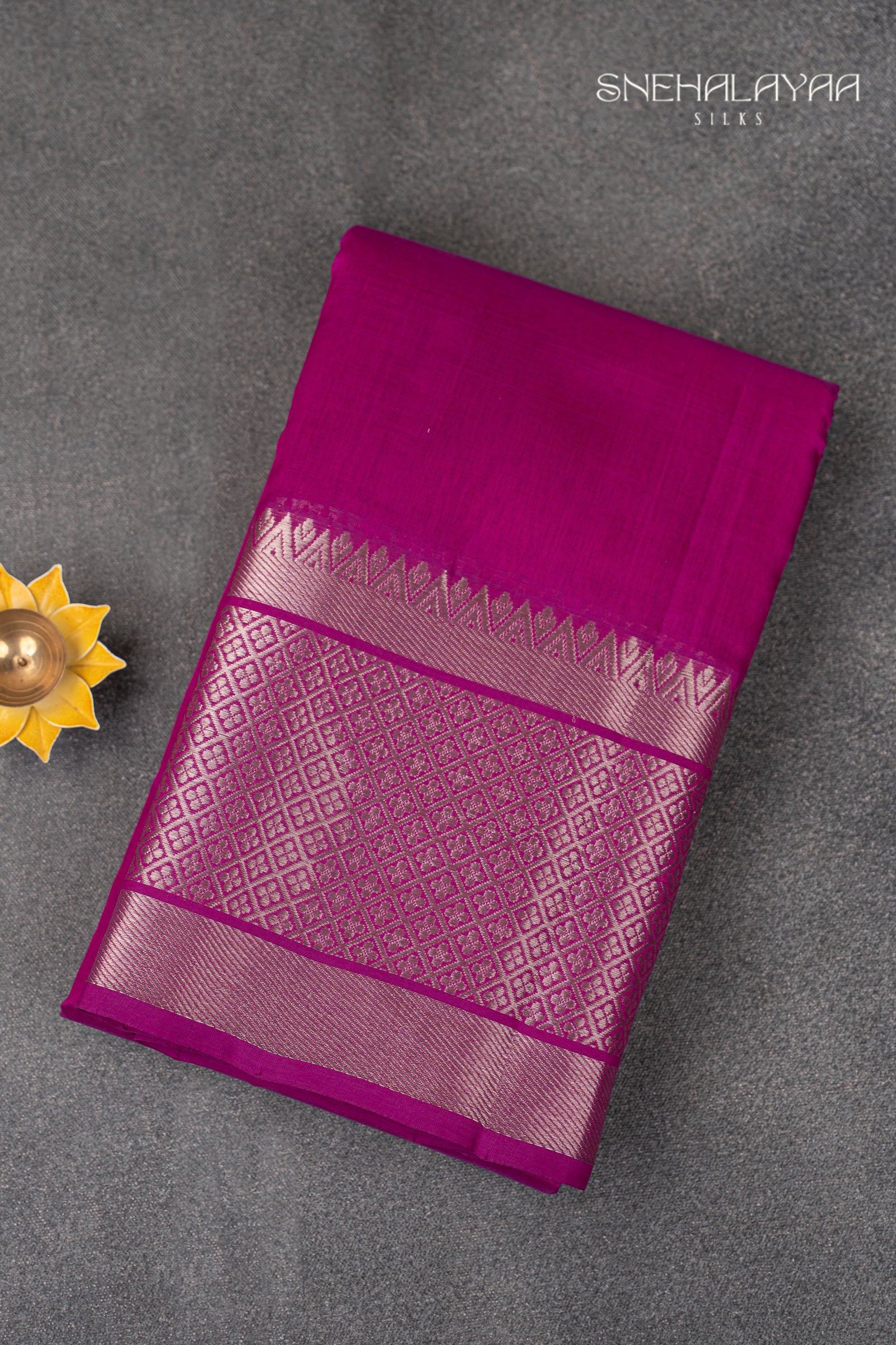 Magenta Purple Mangalgiri Silk Saree