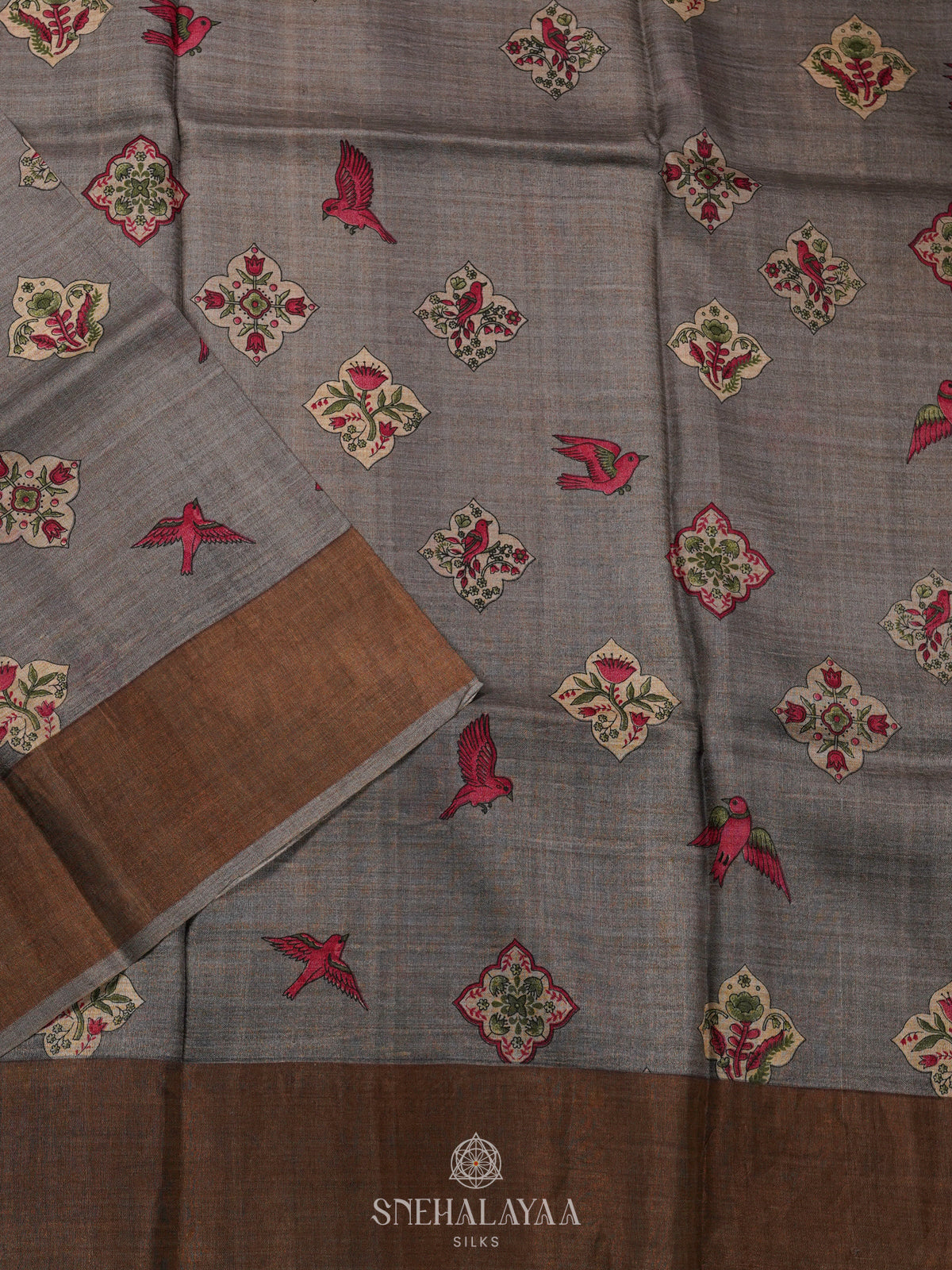 Grey Tussar Saree