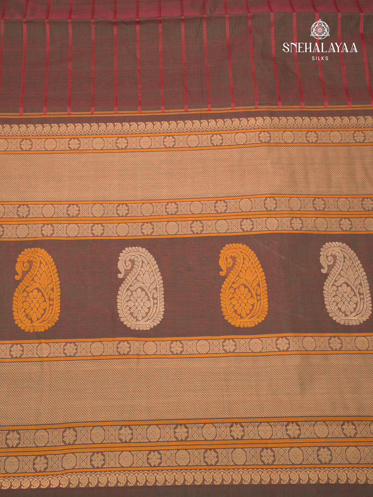 Olive Brown Kanchi Cotton Saree