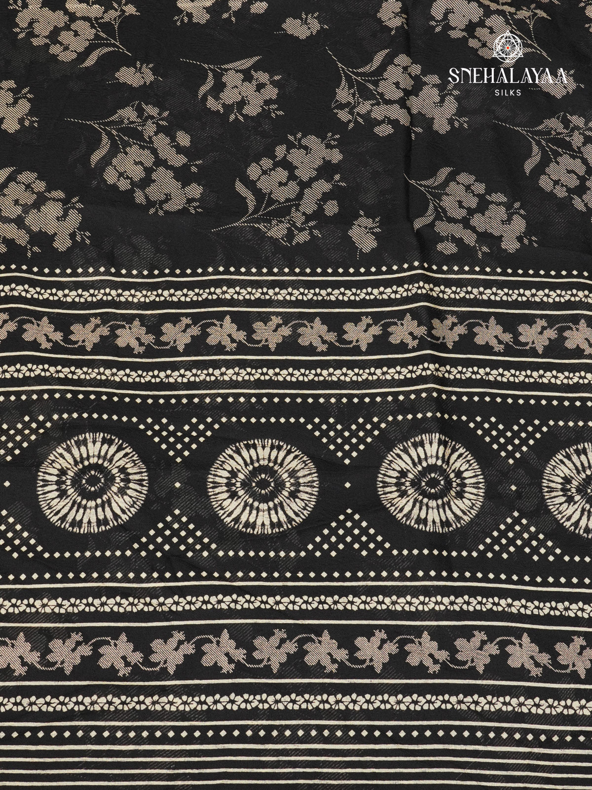 Black Printed Matka Saree