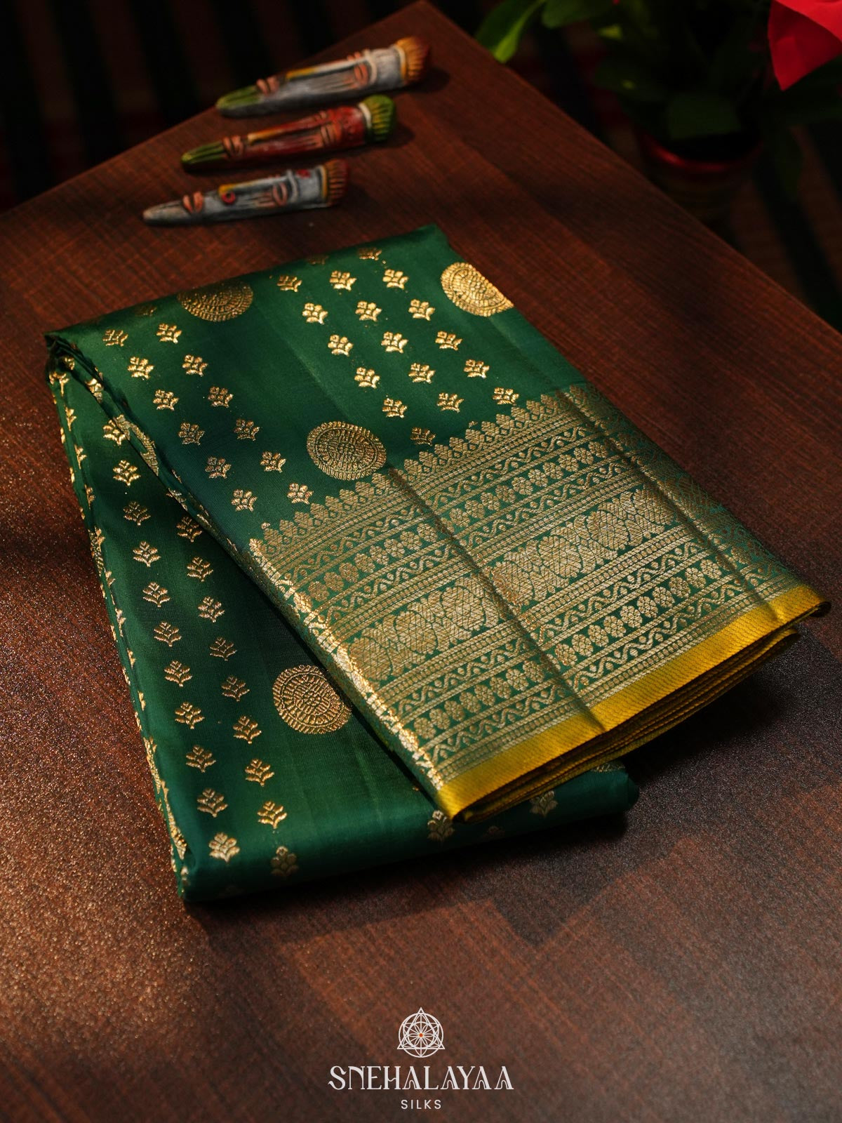 Forest Green Kanjivaram Silk Saree