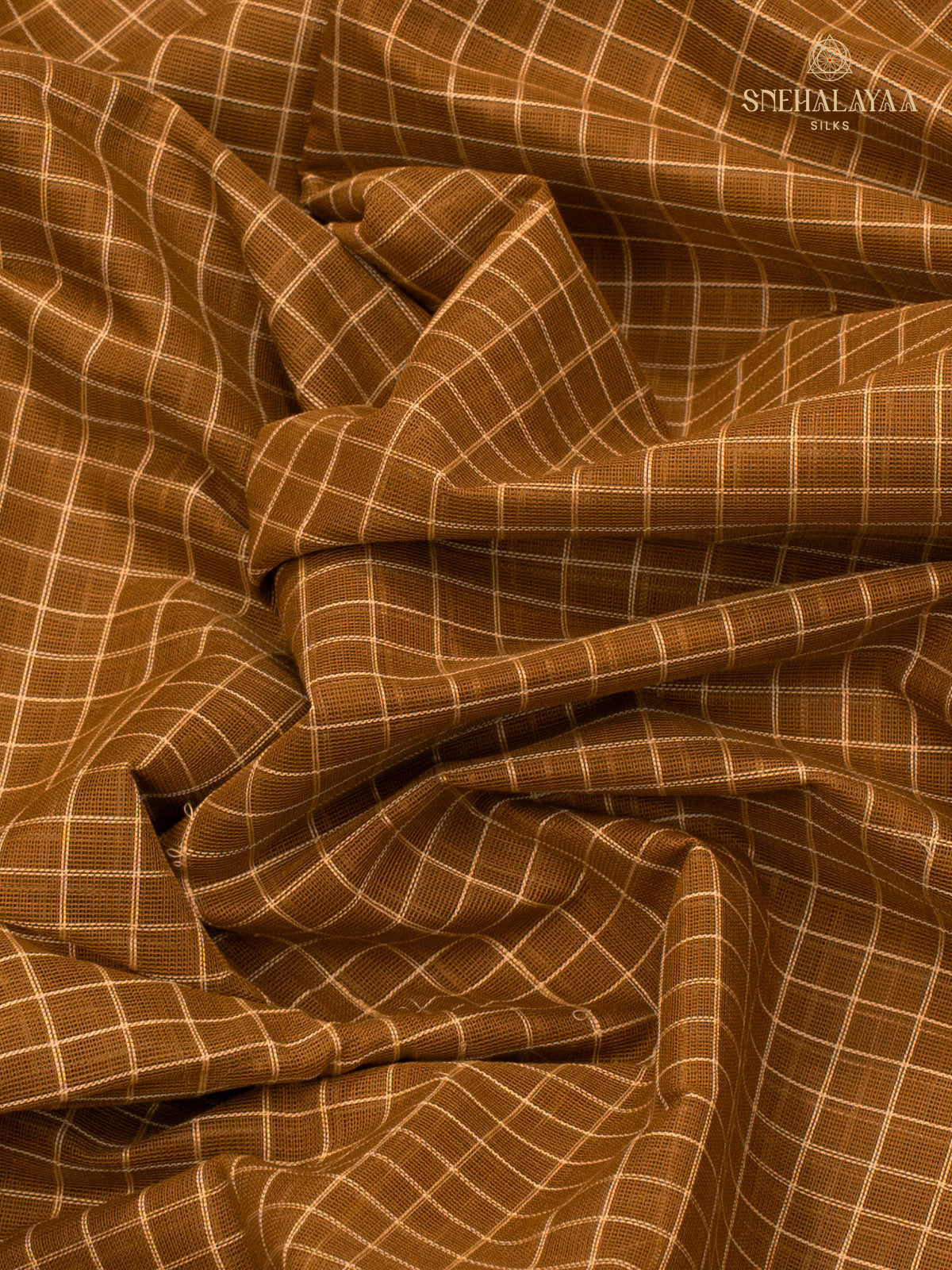 Mustard Brown Gadwal Cotton Saree