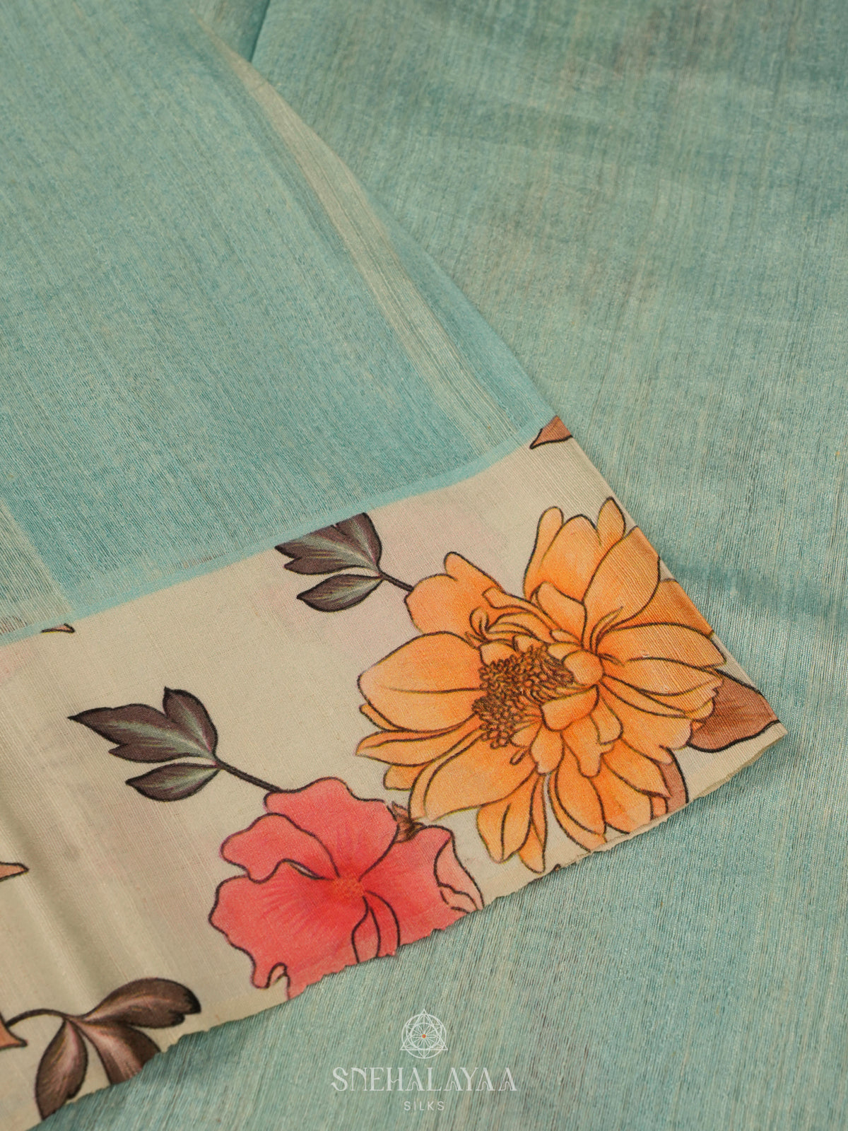 Sky Blue Matka Jute Saree
