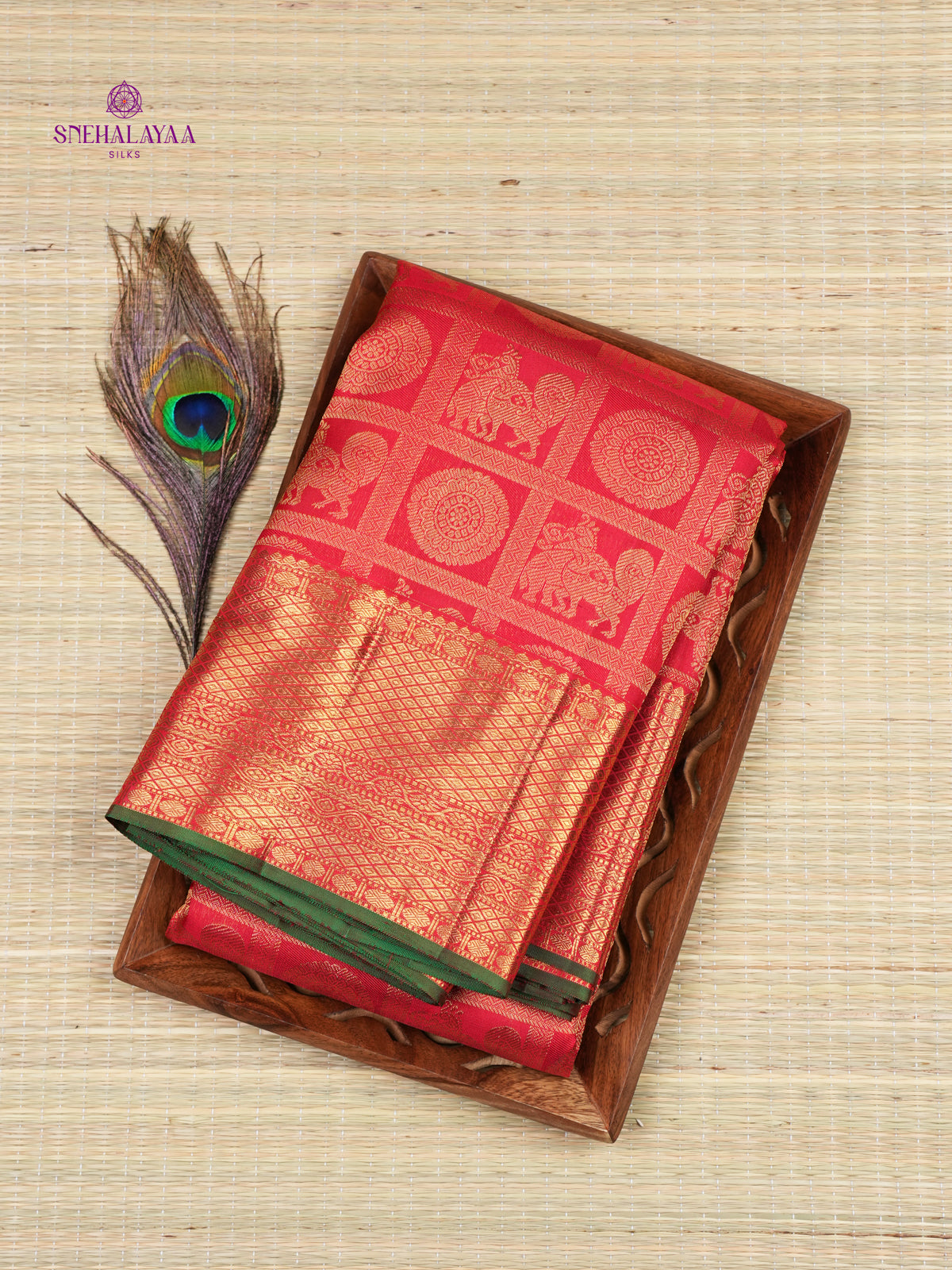 Rust Orange Kanjivaram Silk Saree