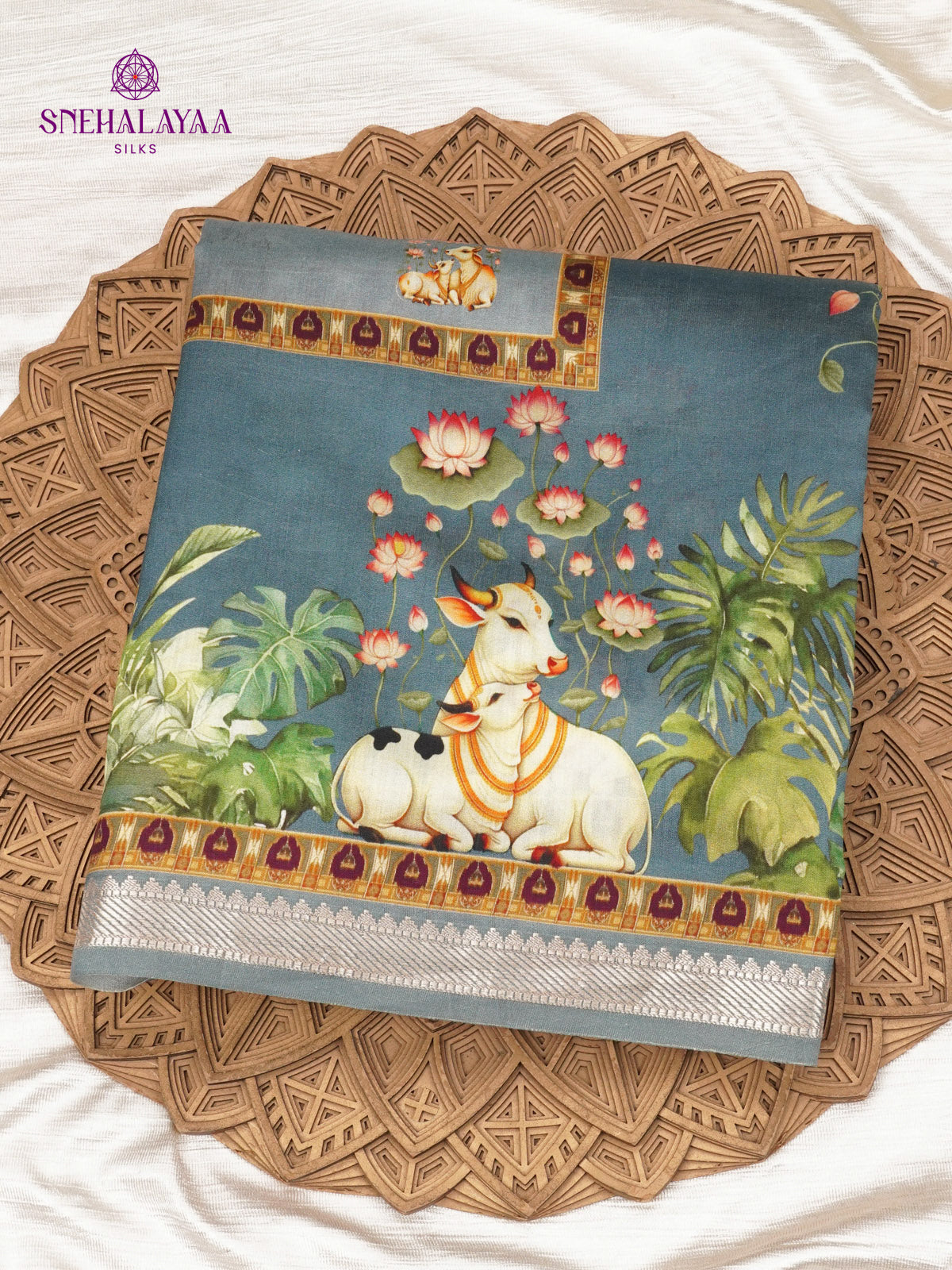 Grey Chiniya Silk Saree