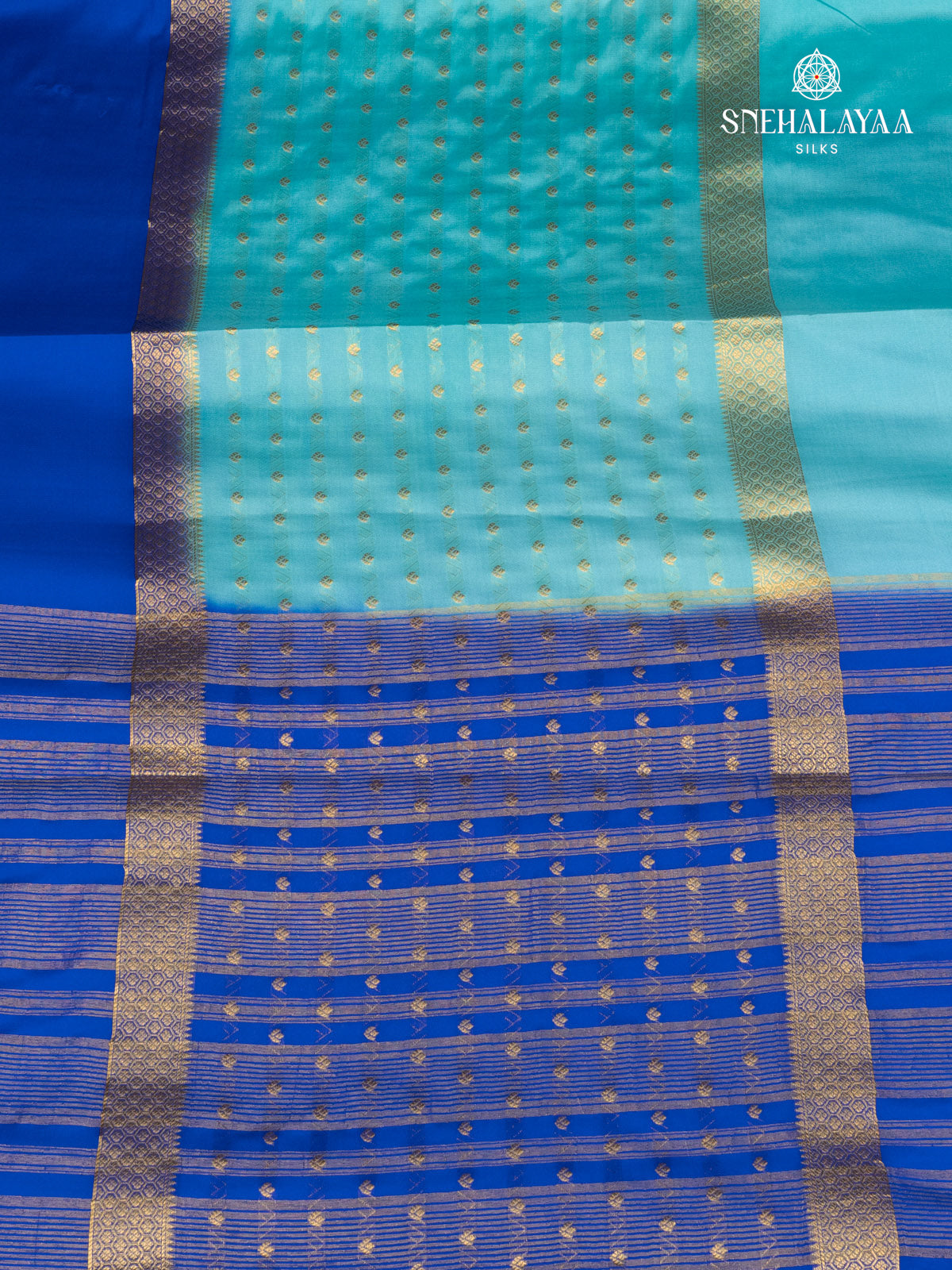 Sea Blue Mysore Silk Saree