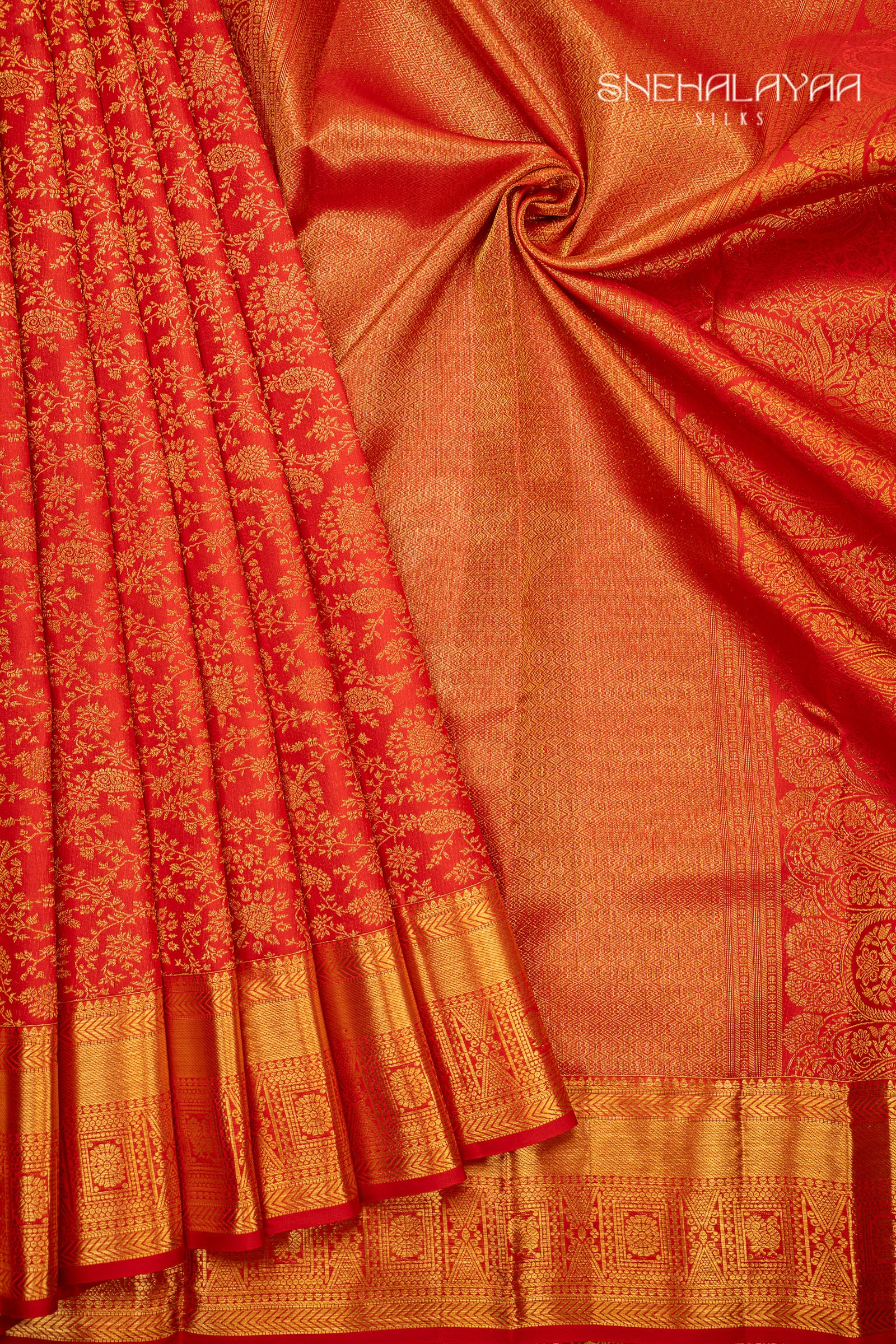 Rose Red Kancheevaram Silk Saree