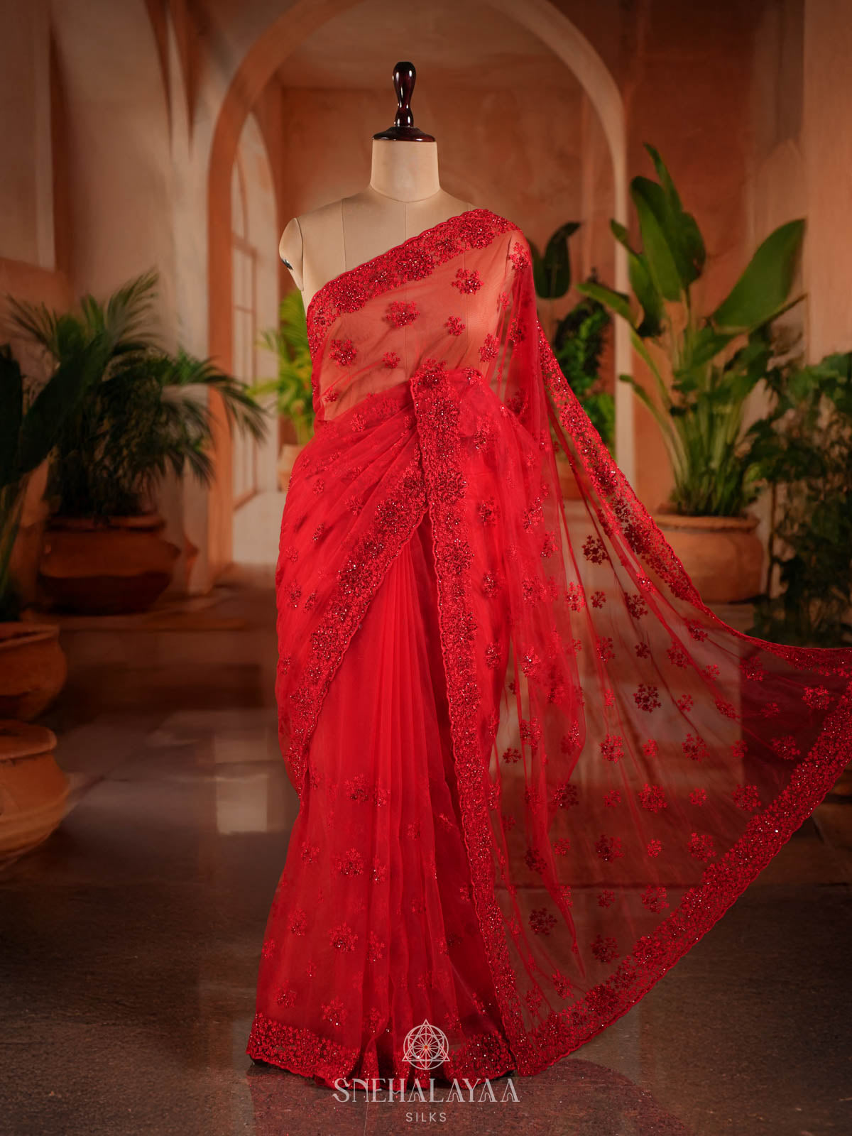 Red Designer Saree