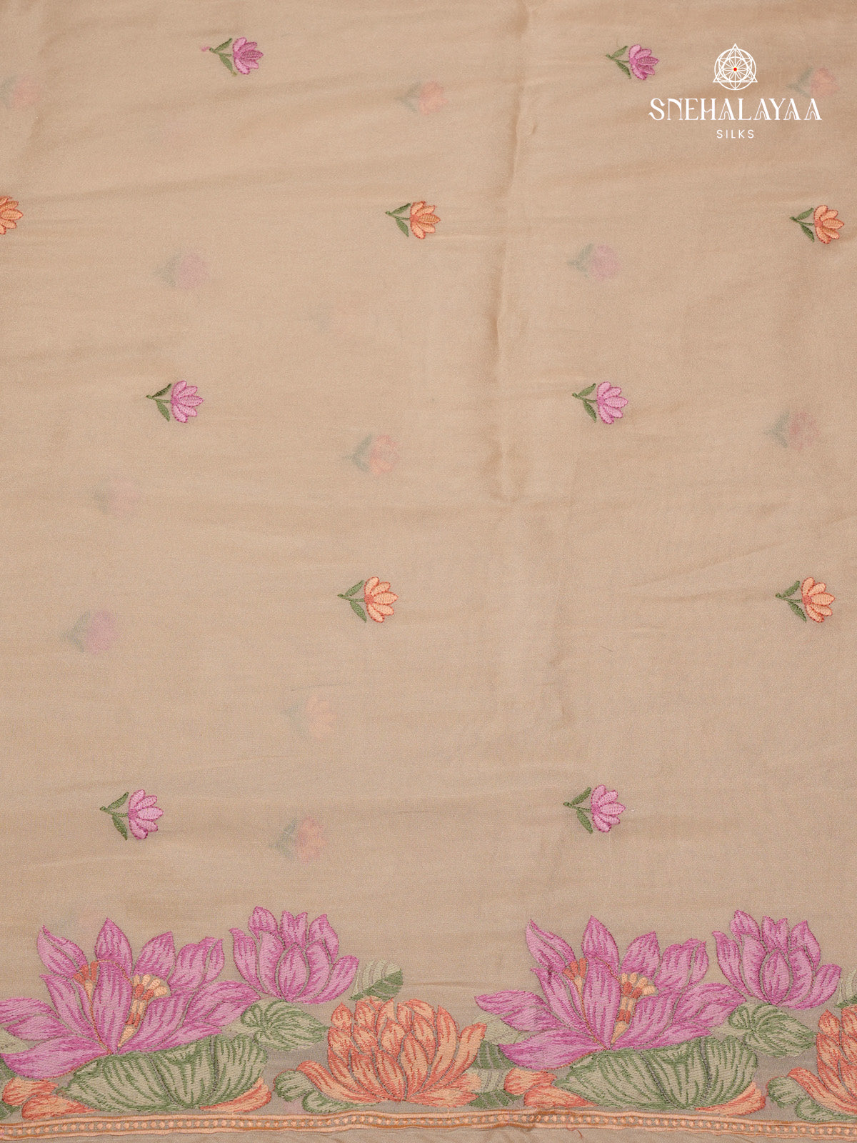 Beige Embroidery Designer Saree