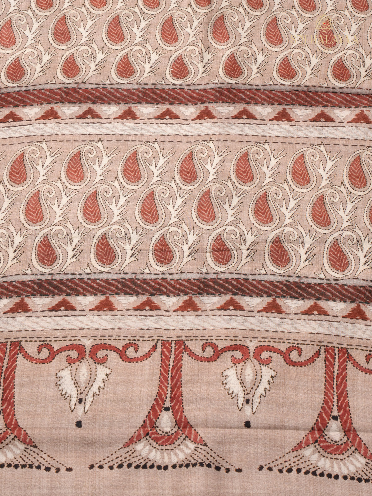 Beige Tussar Saree