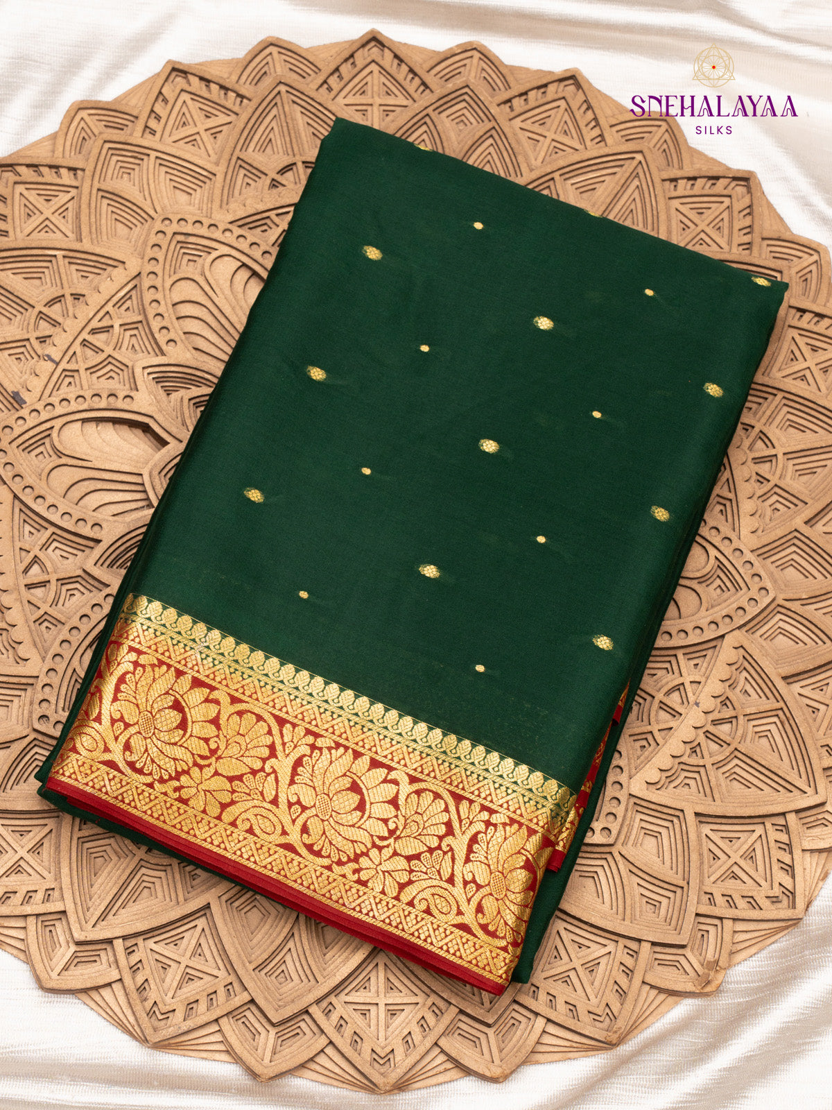 Bottle Green Mysore Silk Saree