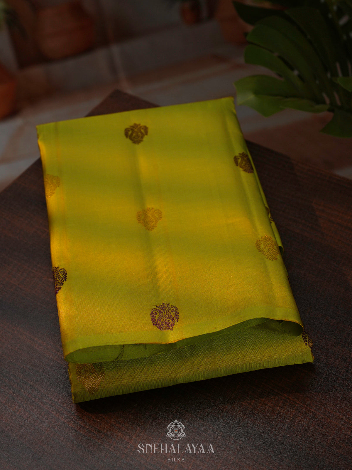 Lime Green Kanjivaram Silk Saree