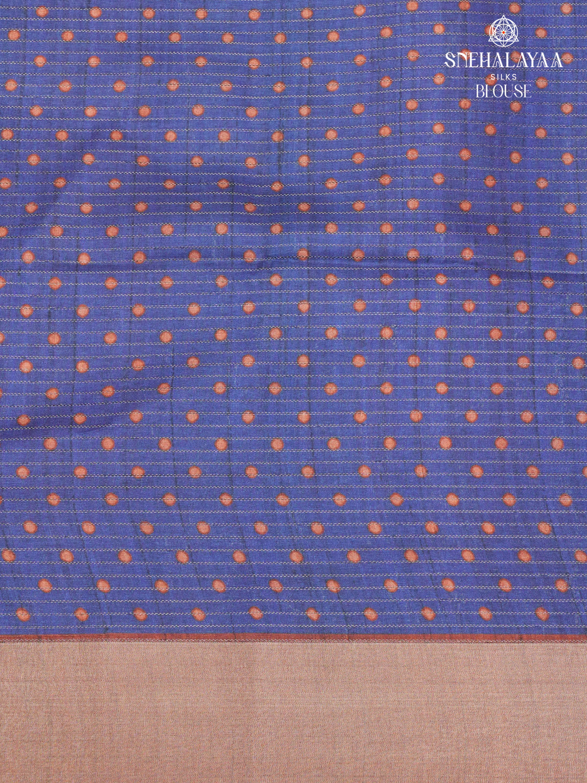 Royal Blue Floral Printed Tussar Saree