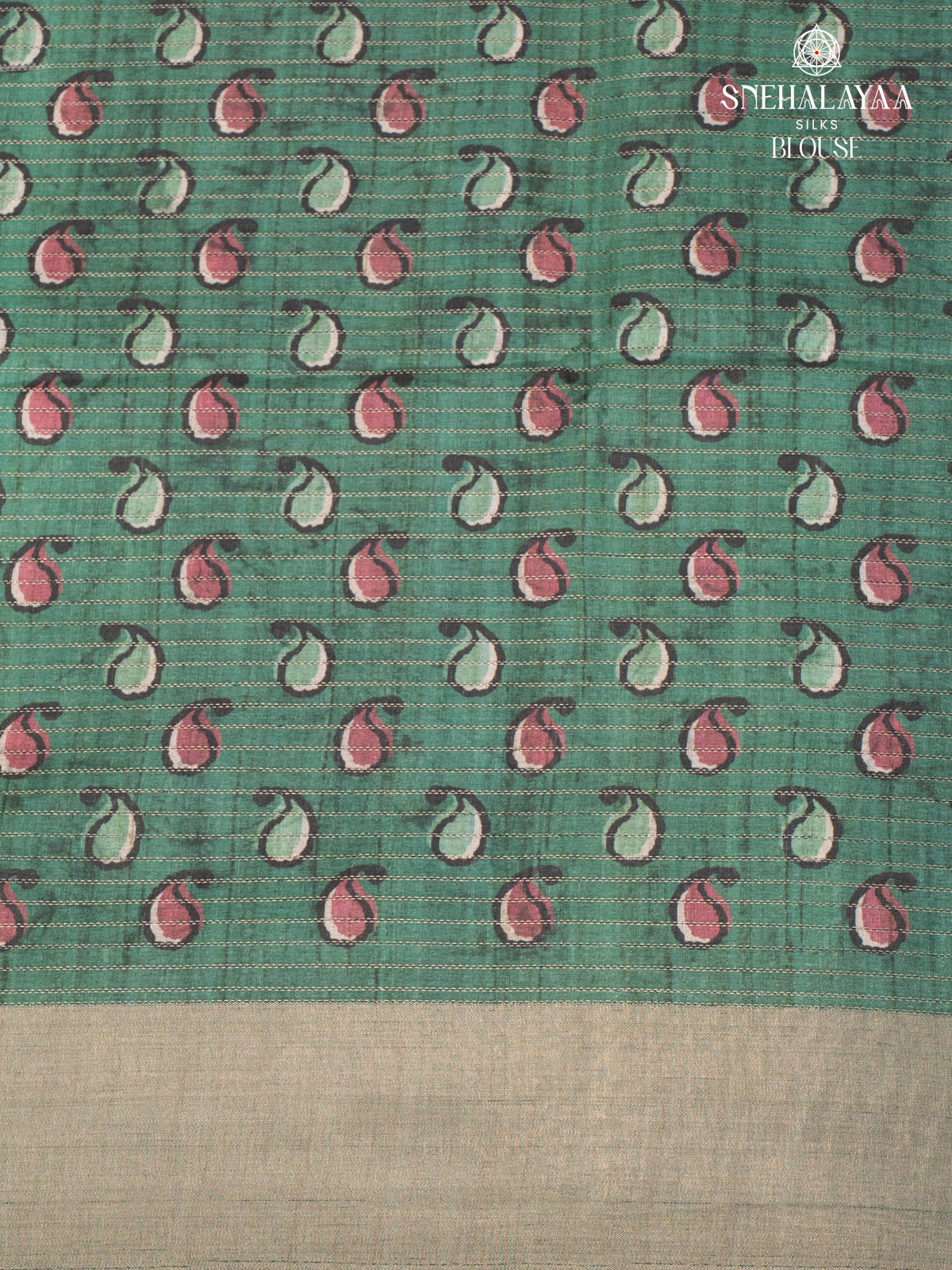 Teal Green Tussar Saree