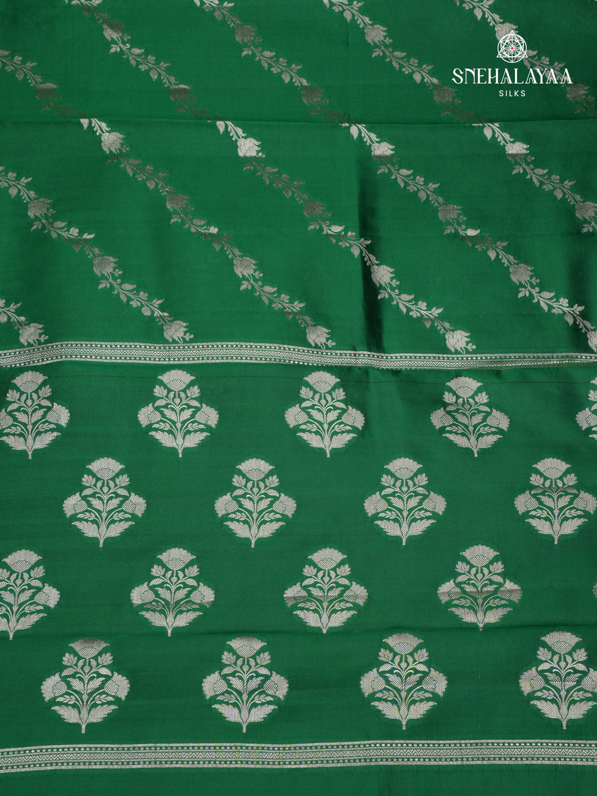 Emerald Green Banaras Dupion Silk Saree