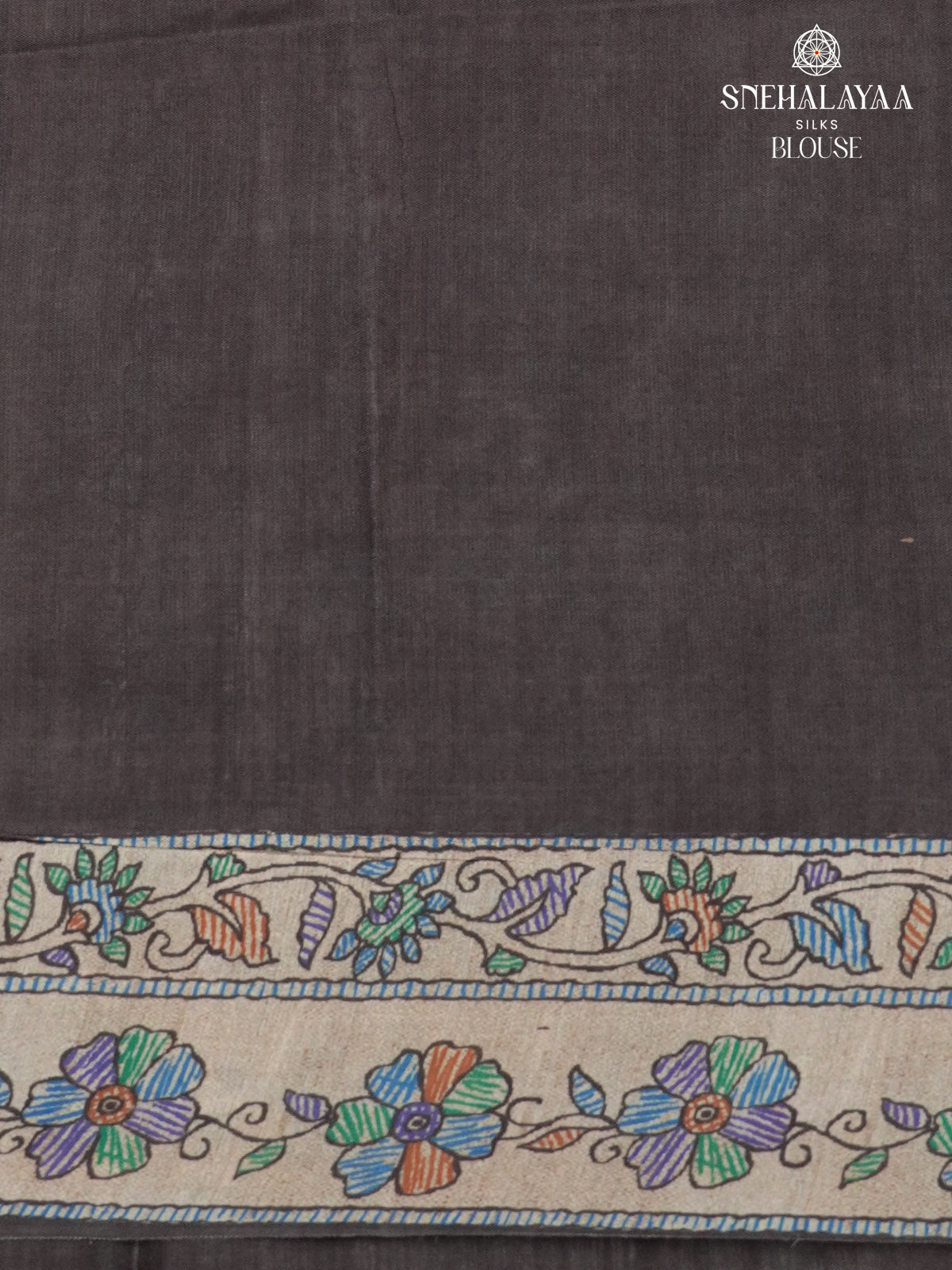 Beige With Black Border Madhubani Saree