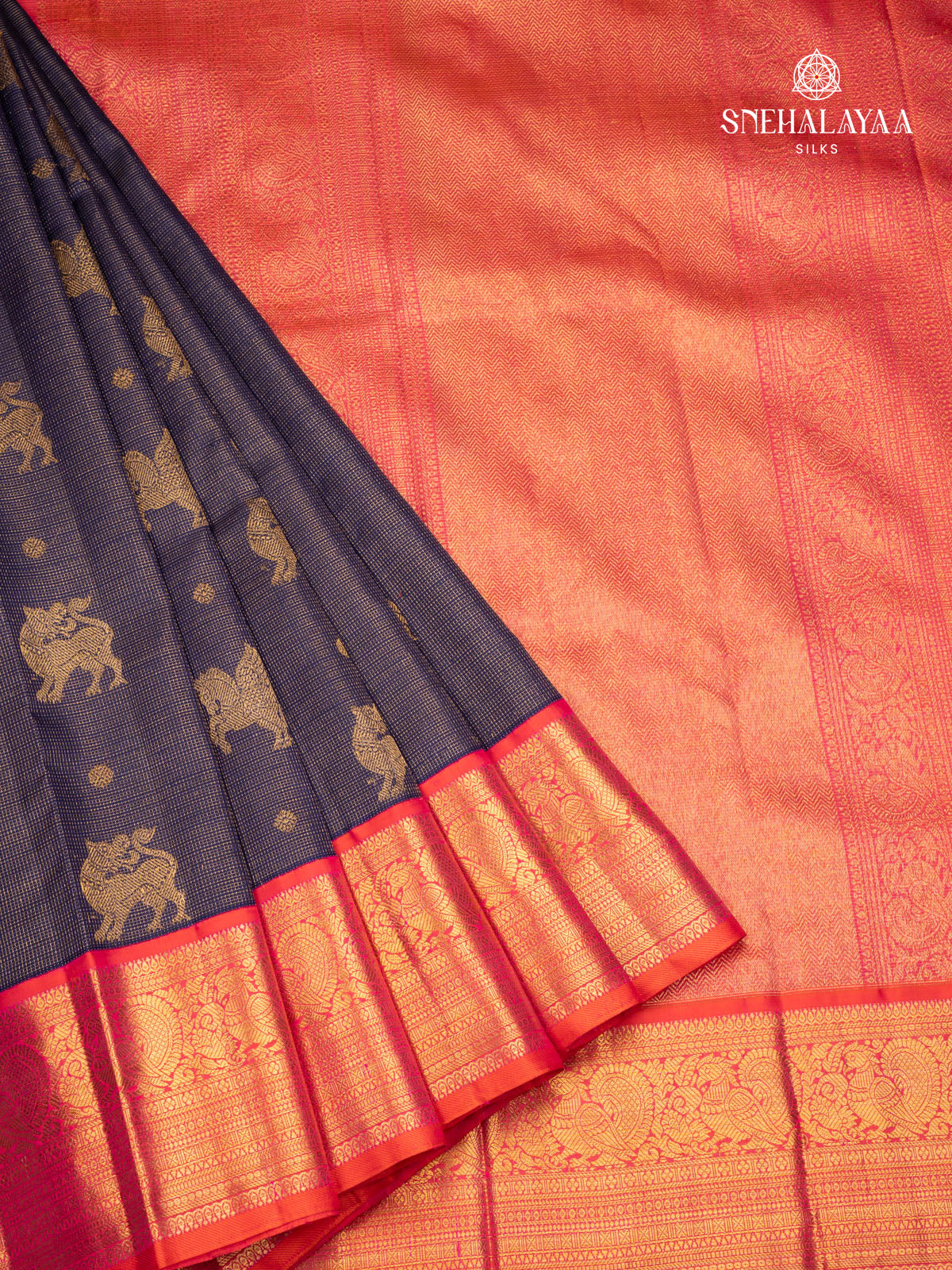 Navy Blue Kanjivaram Silk Saree