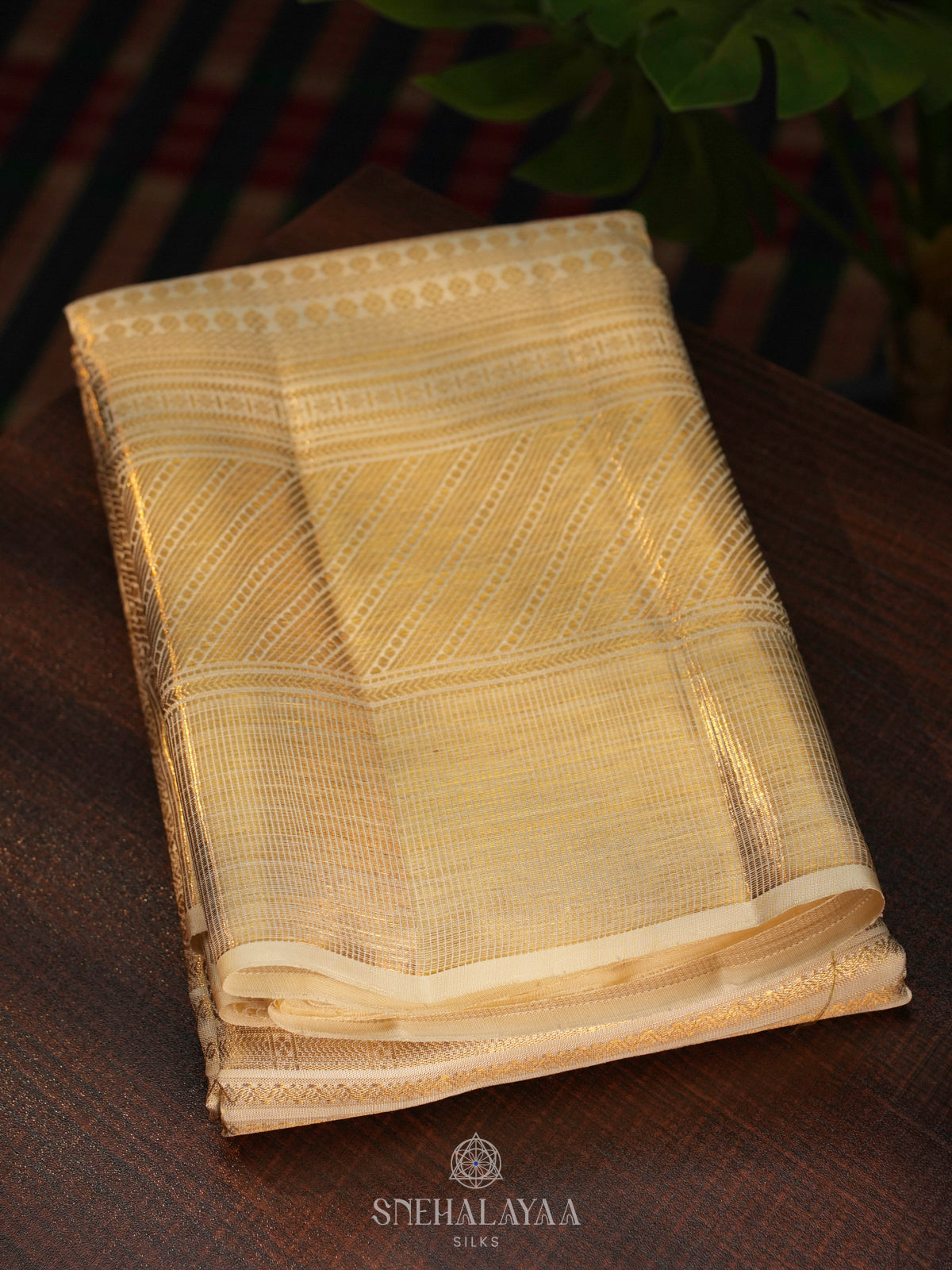 Cream Kanjivaram Silk Saree