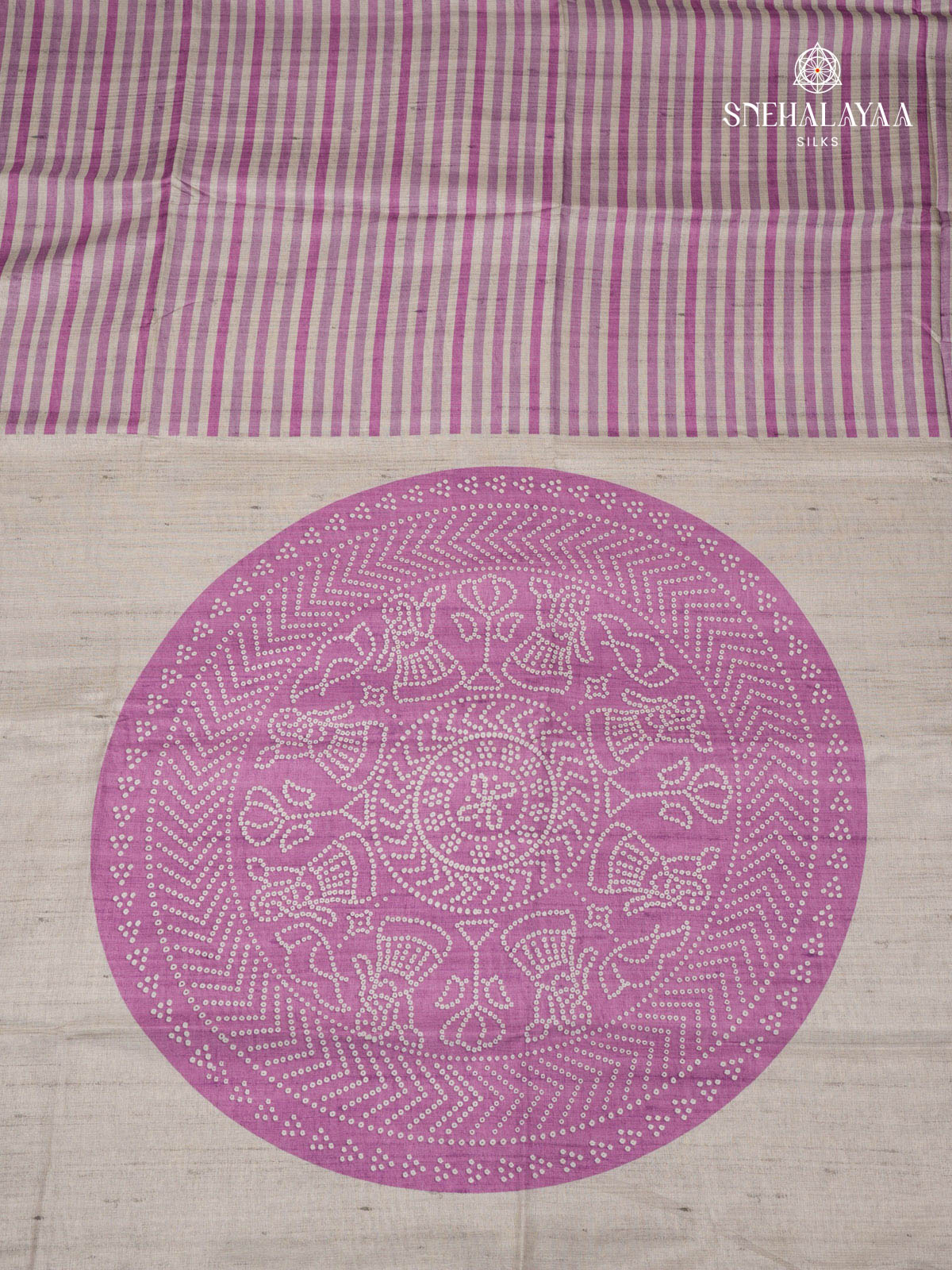 Purple Printed Tussar Saree