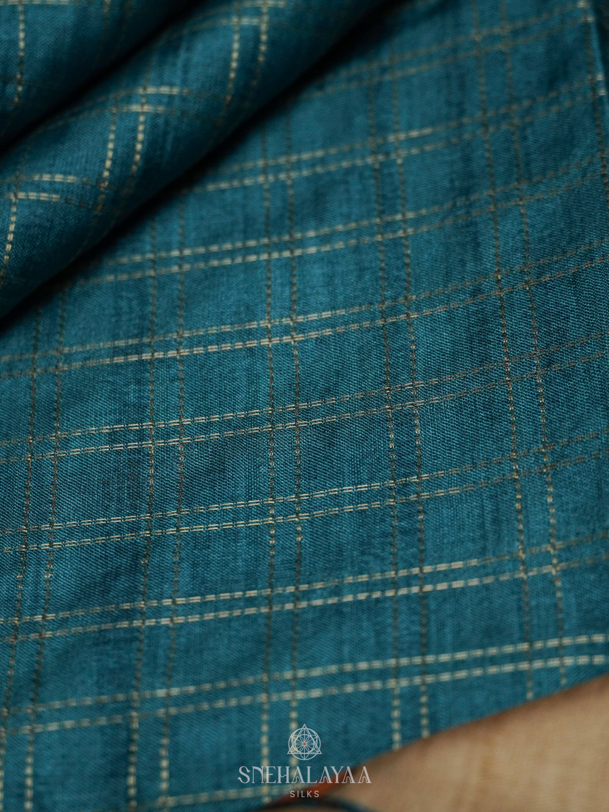 Peacock Blue Tussar Saree