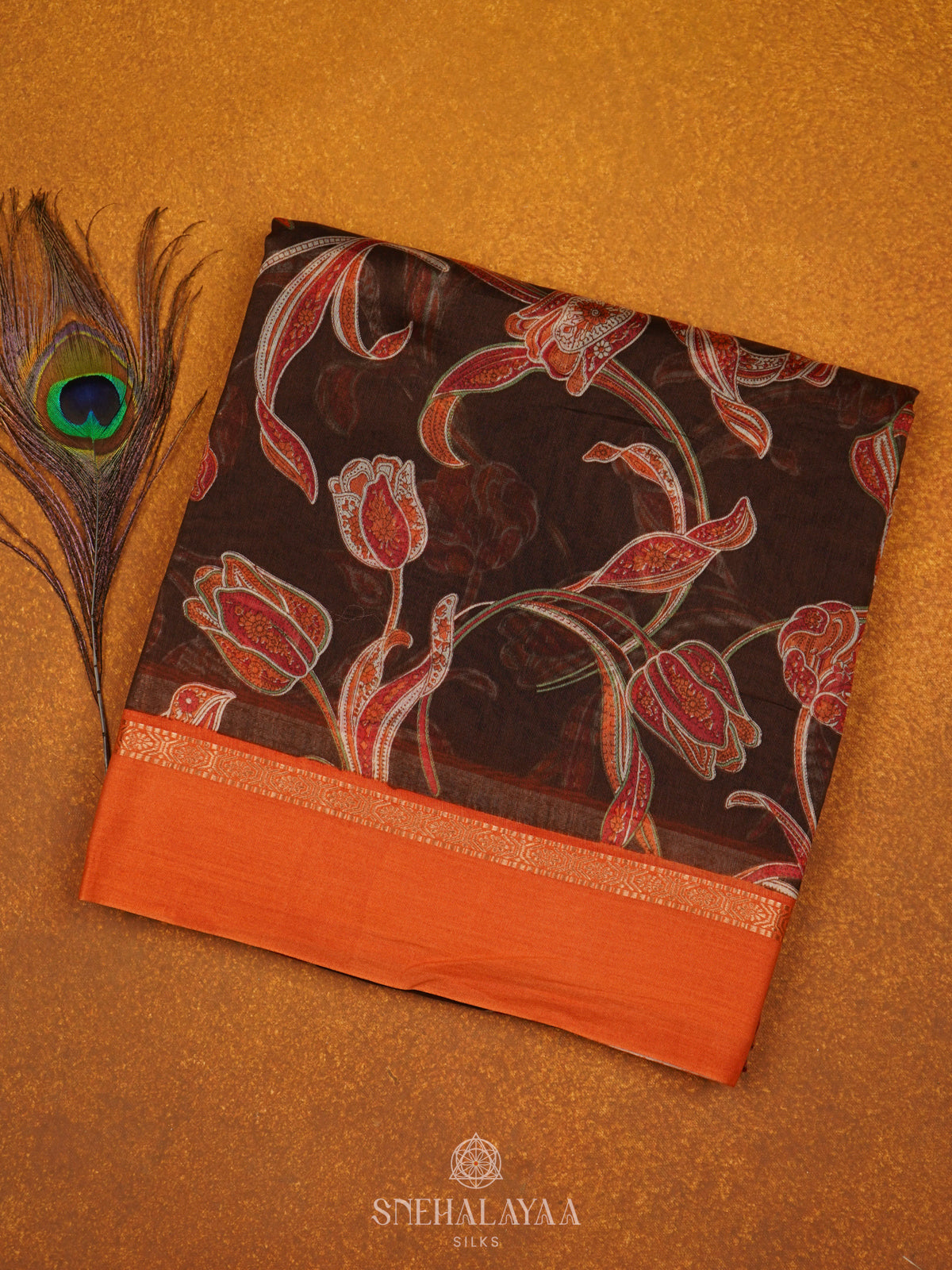 Brown Chanderi Saree