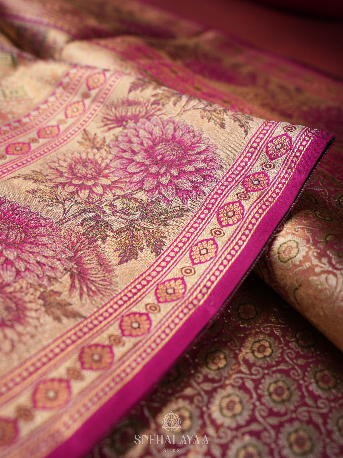 Peach Pink Kanjivaram Silk Saree