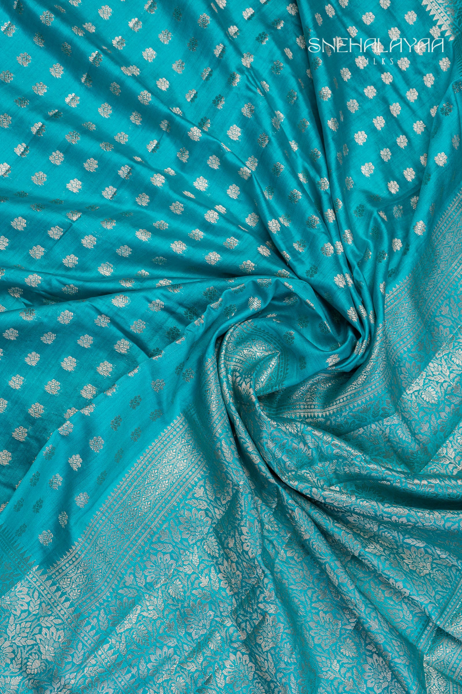 Cerulean Blue Banaras Dupion Silk Saree