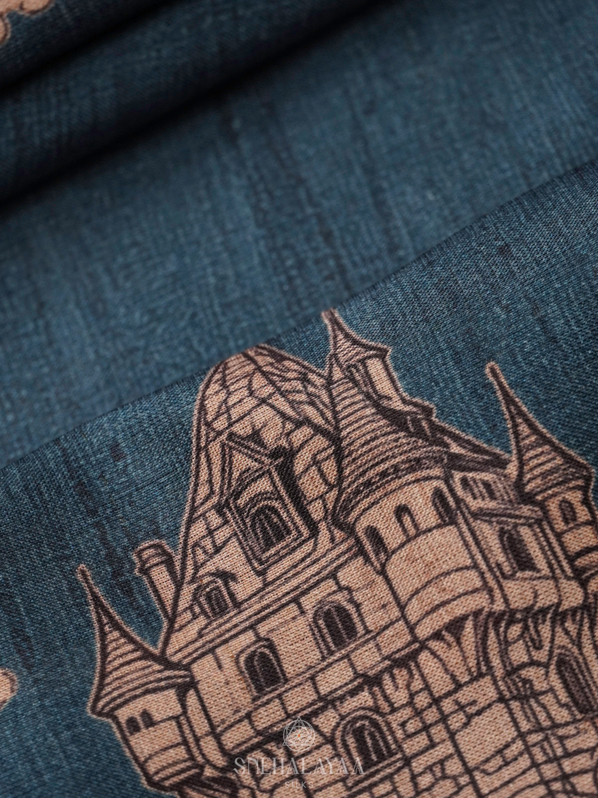 Teal Blue Tussar Saree