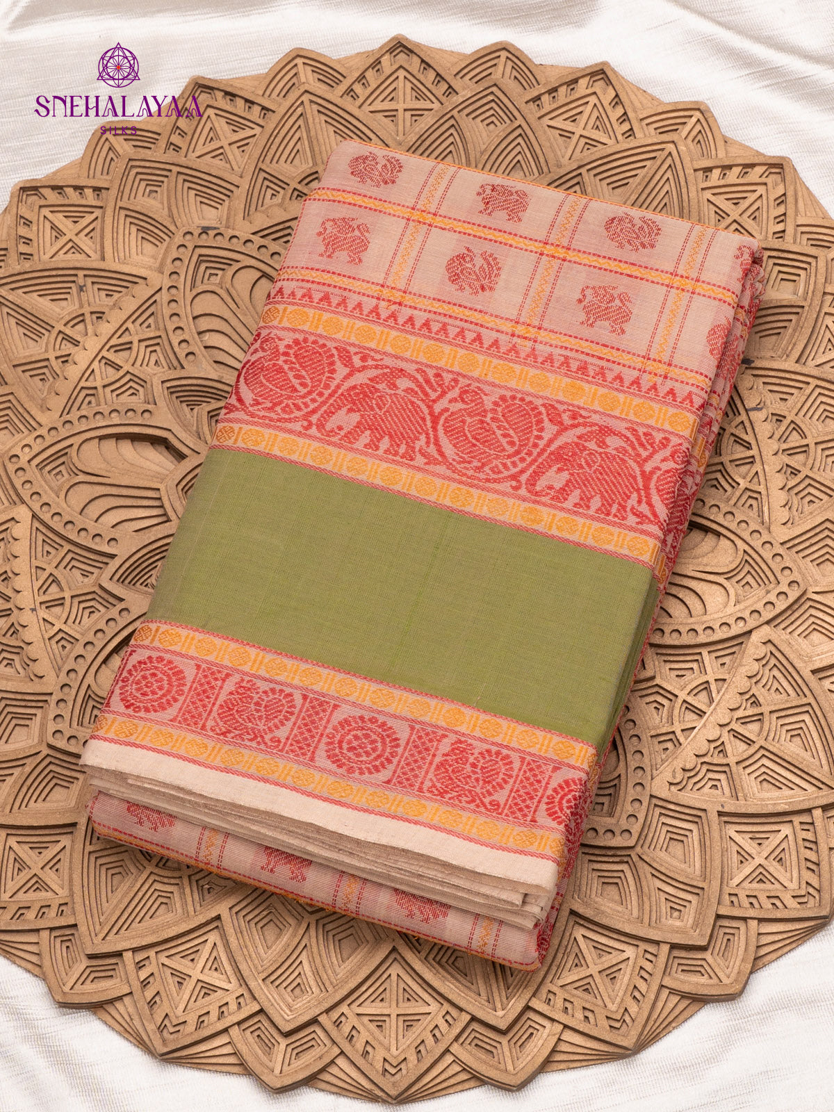 Peach Pure Kanchi Cotton Saree