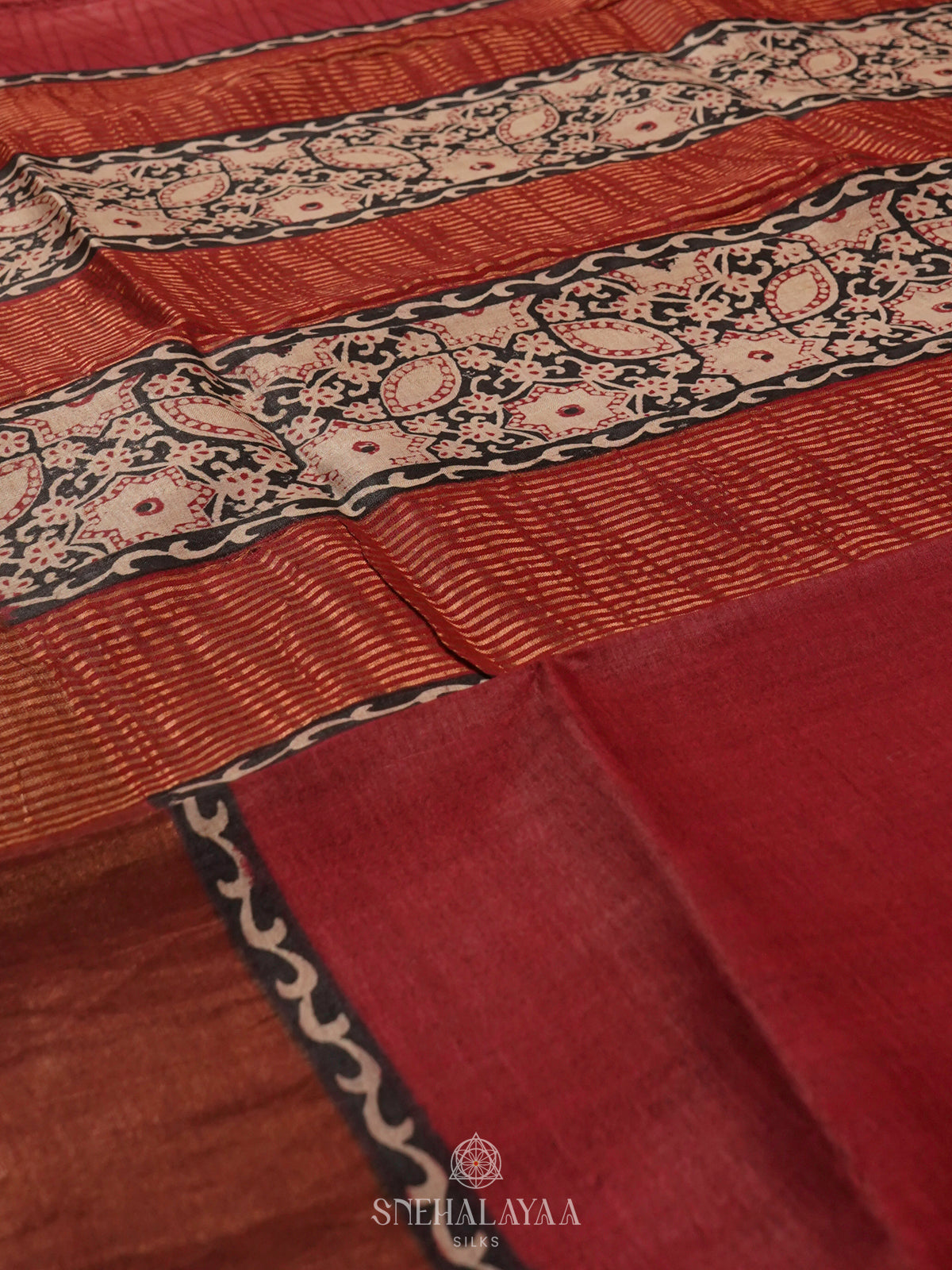 Maroon Tussar Saree