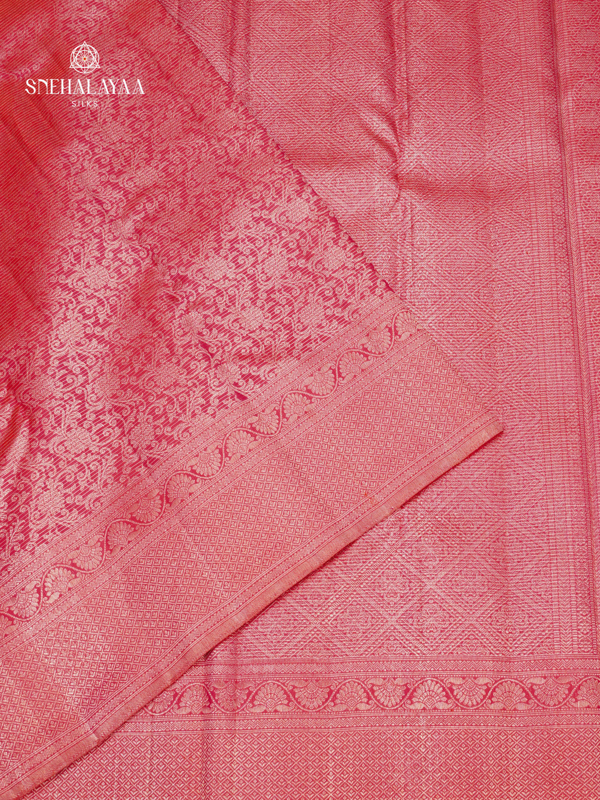Rose Pink Pure Kanchipuram Silk Saree with Self Zari Weave