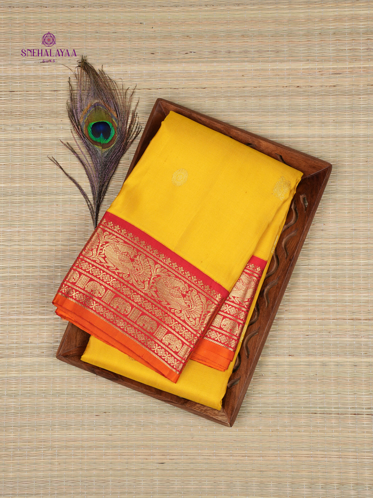 Mango Yellow Kanjivaram Silk Saree